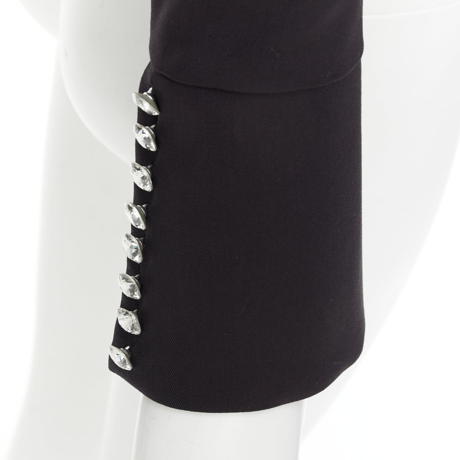 Alexandre Vauthier ALEXANDRE VAUTHIER COUTURE AW2018 Runway black twill crystal button cropped officer jacket FR36 S Size S / US 4 / IT 40 - 8 Thumbnail