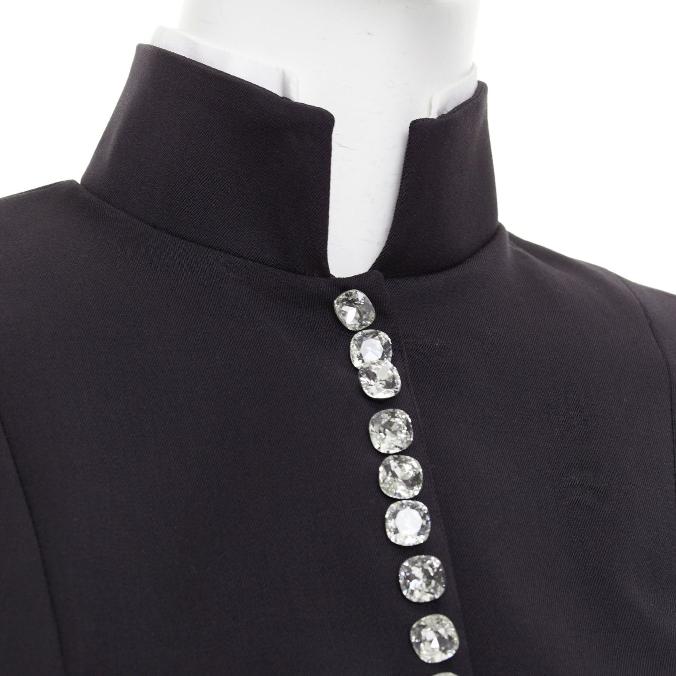 Alexandre Vauthier ALEXANDRE VAUTHIER COUTURE AW2018 Runway black twill crystal button cropped officer jacket FR36 S Size S / US 4 / IT 40 - 2 Thumbnail