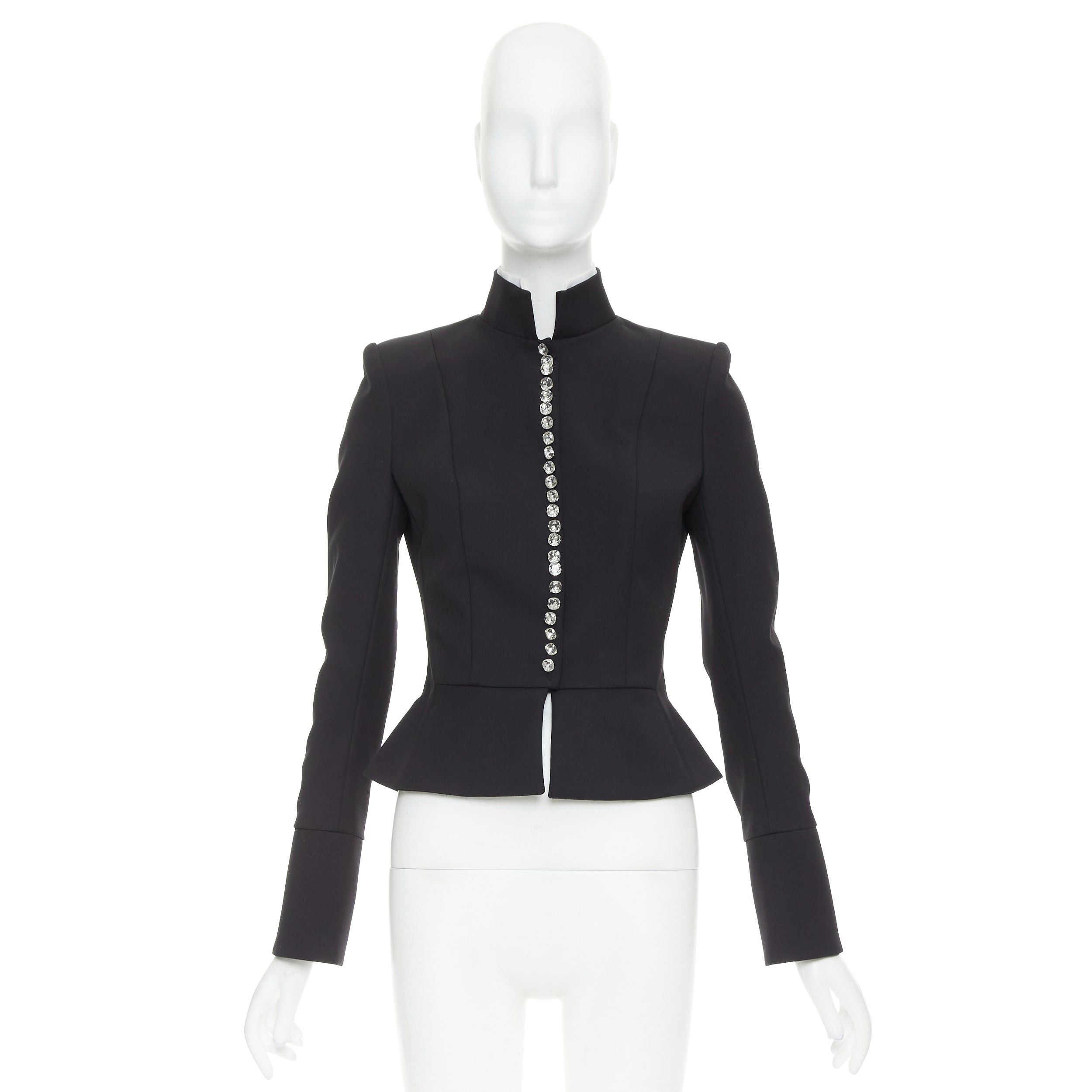 Alexandre Vauthier ALEXANDRE VAUTHIER COUTURE AW2018 Runway black twill crystal button cropped officer jacket FR36 S Size S / US 4 / IT 40 - 10 Thumbnail