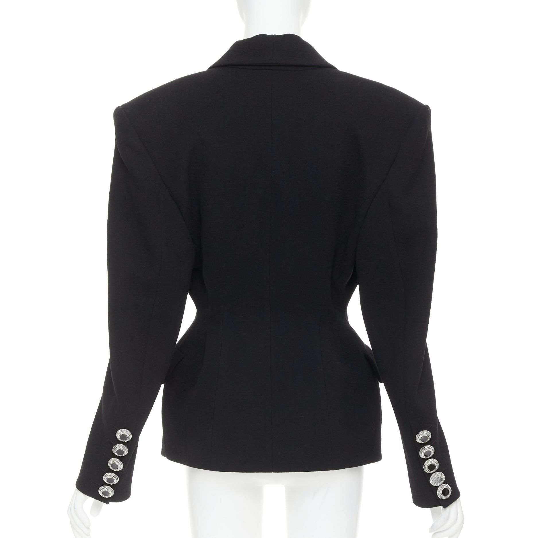 Alexandre Vauthier ALEXANDRE VAUTHIER COUTURE 2022 Runway black enamel gold buttons wasp waist power blazer Size S / US 4 / IT 40 - 6 Thumbnail