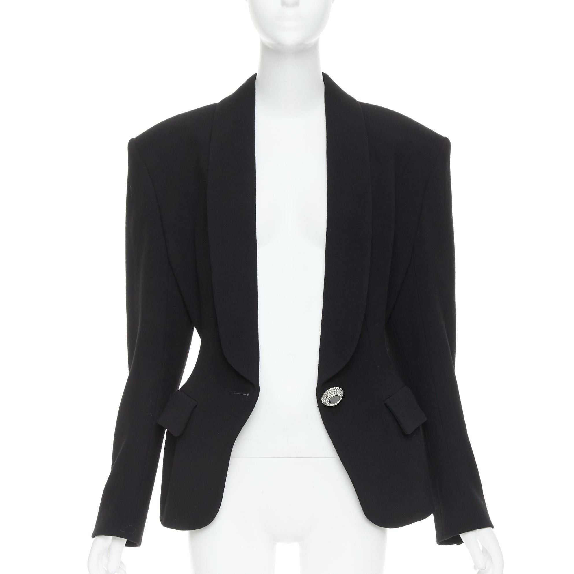 Alexandre Vauthier ALEXANDRE VAUTHIER COUTURE 2022 Runway black enamel gold buttons wasp waist power blazer Size S / US 4 / IT 40 - 3 Thumbnail
