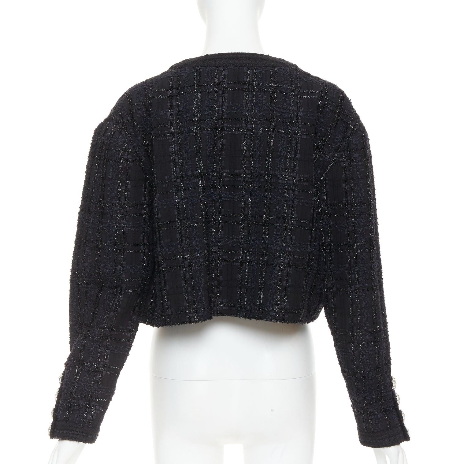 Alexandre Vauthier ALEXANDRE VAUTHIER COUTURE AW2019 Runway black metallic tweed collarless cropped jacket Size S / US 4 / IT 40 - 5 Thumbnail