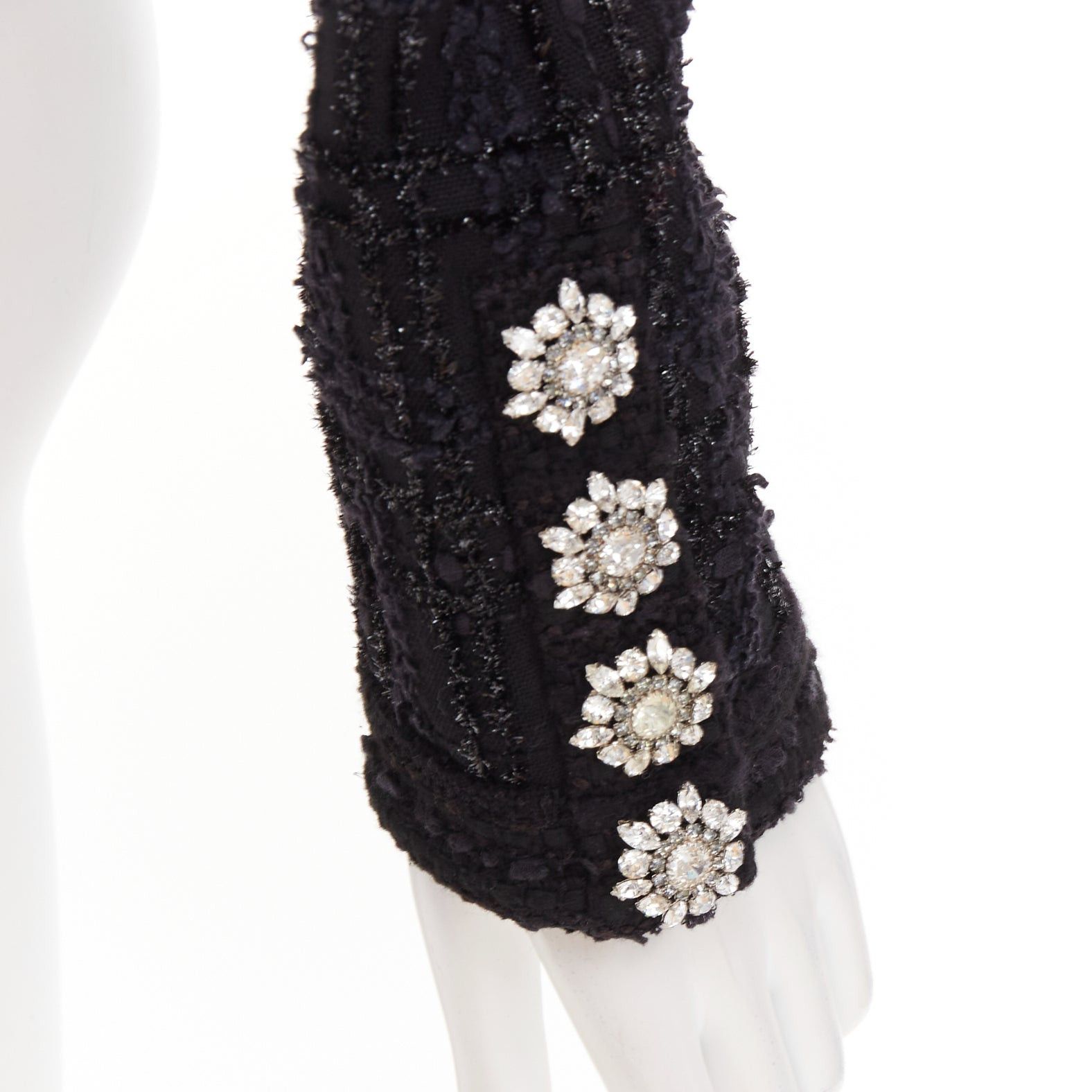 Alexandre Vauthier ALEXANDRE VAUTHIER COUTURE AW2019 Runway black metallic tweed collarless cropped jacket Size S / US 4 / IT 40 - 2 Thumbnail