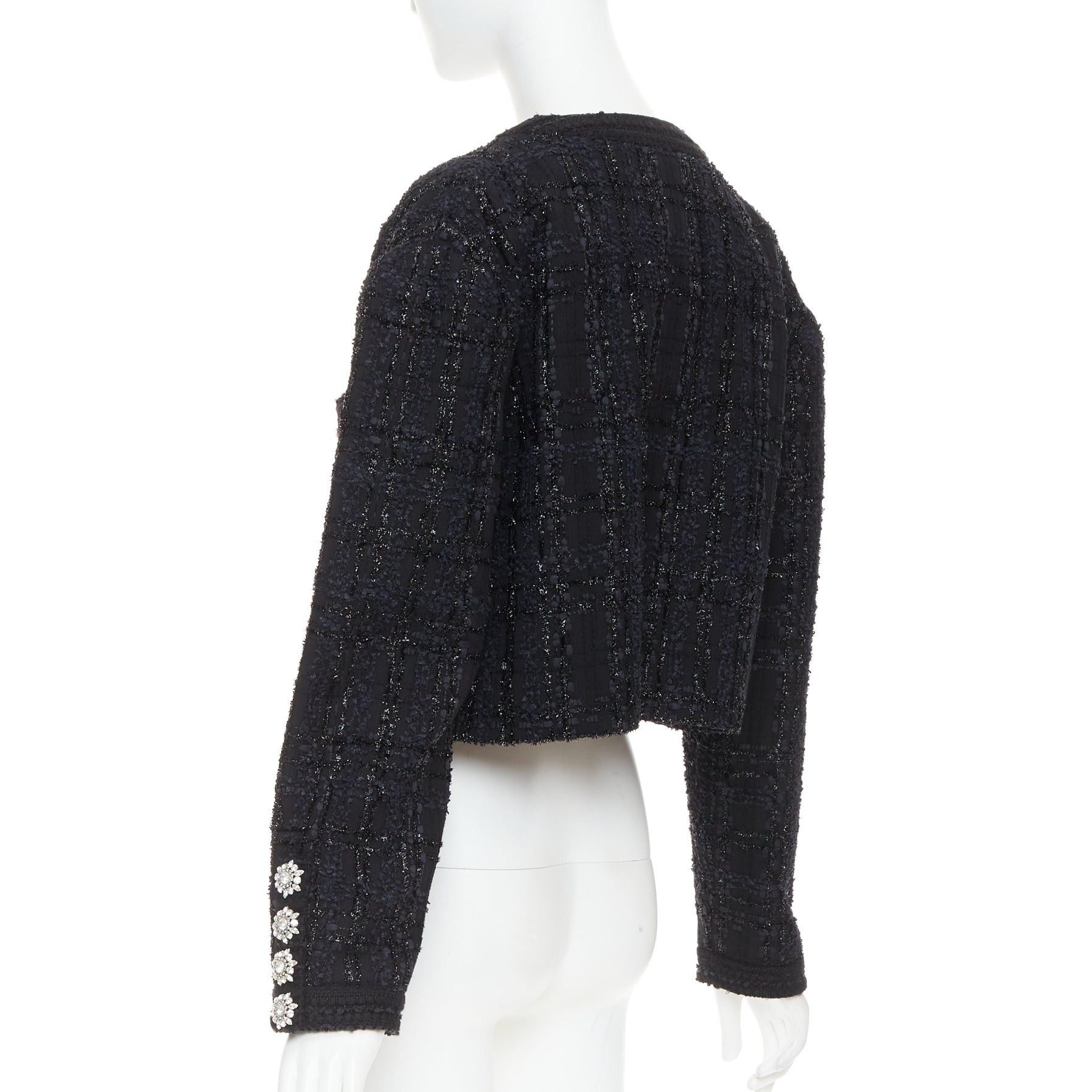 Alexandre Vauthier ALEXANDRE VAUTHIER COUTURE AW2019 Runway black metallic tweed collarless cropped jacket Size S / US 4 / IT 40 - 6 Thumbnail