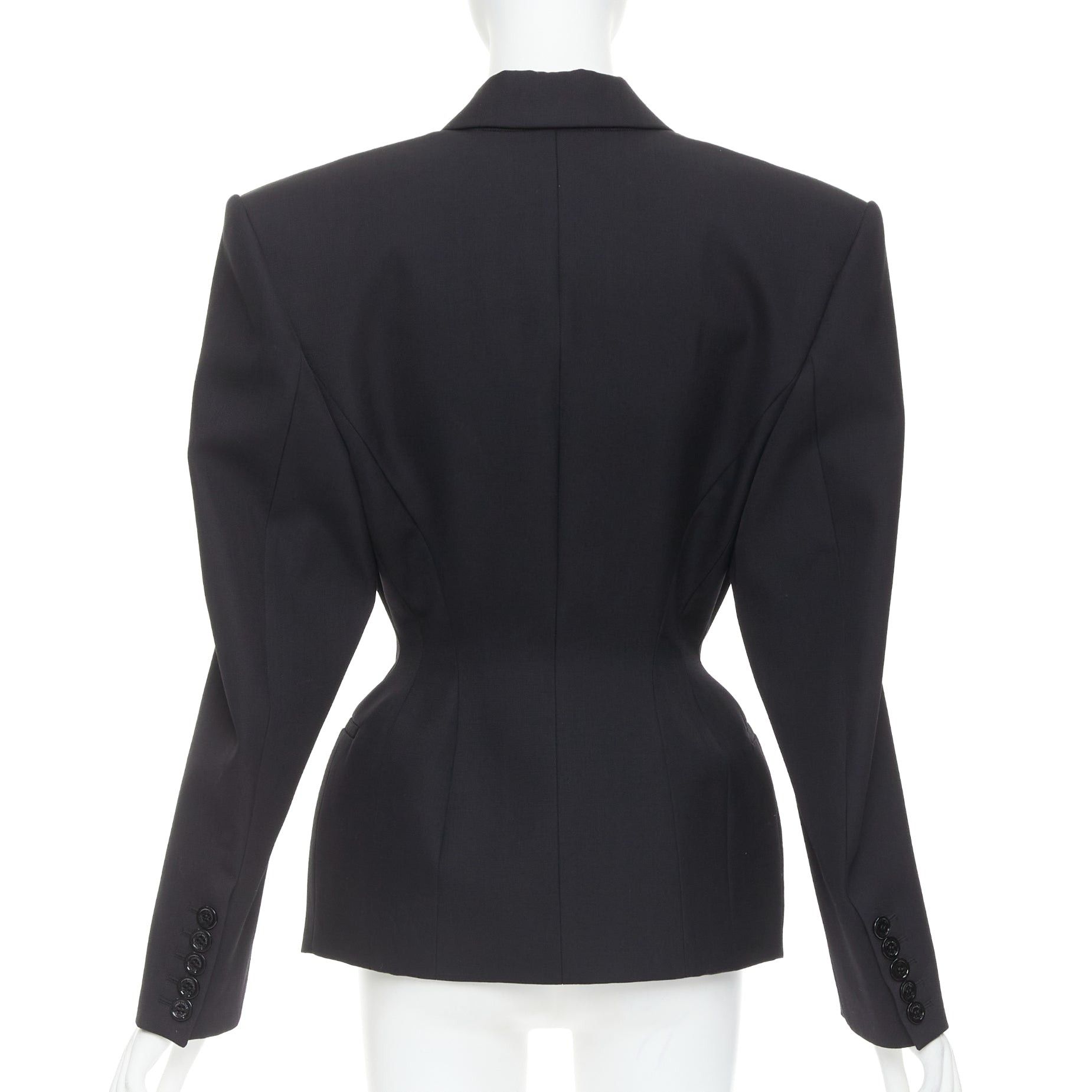 Alexandre Vauthier ALEXANDRE VAUTHIER SS2024 black Grain De Poudre wasp waist peak tuxedo jacket Size S / US 4 / IT 40 - 6 Thumbnail