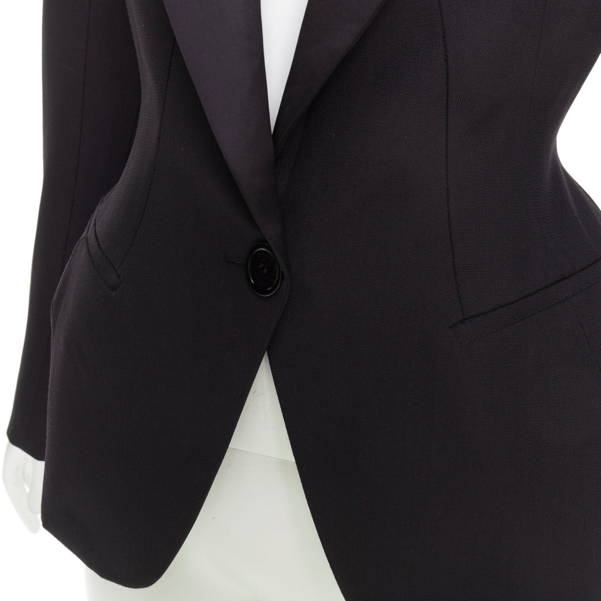 Alexandre Vauthier ALEXANDRE VAUTHIER SS2024 black Grain De Poudre wasp waist peak tuxedo jacket Size S / US 4 / IT 40 - 2 Thumbnail