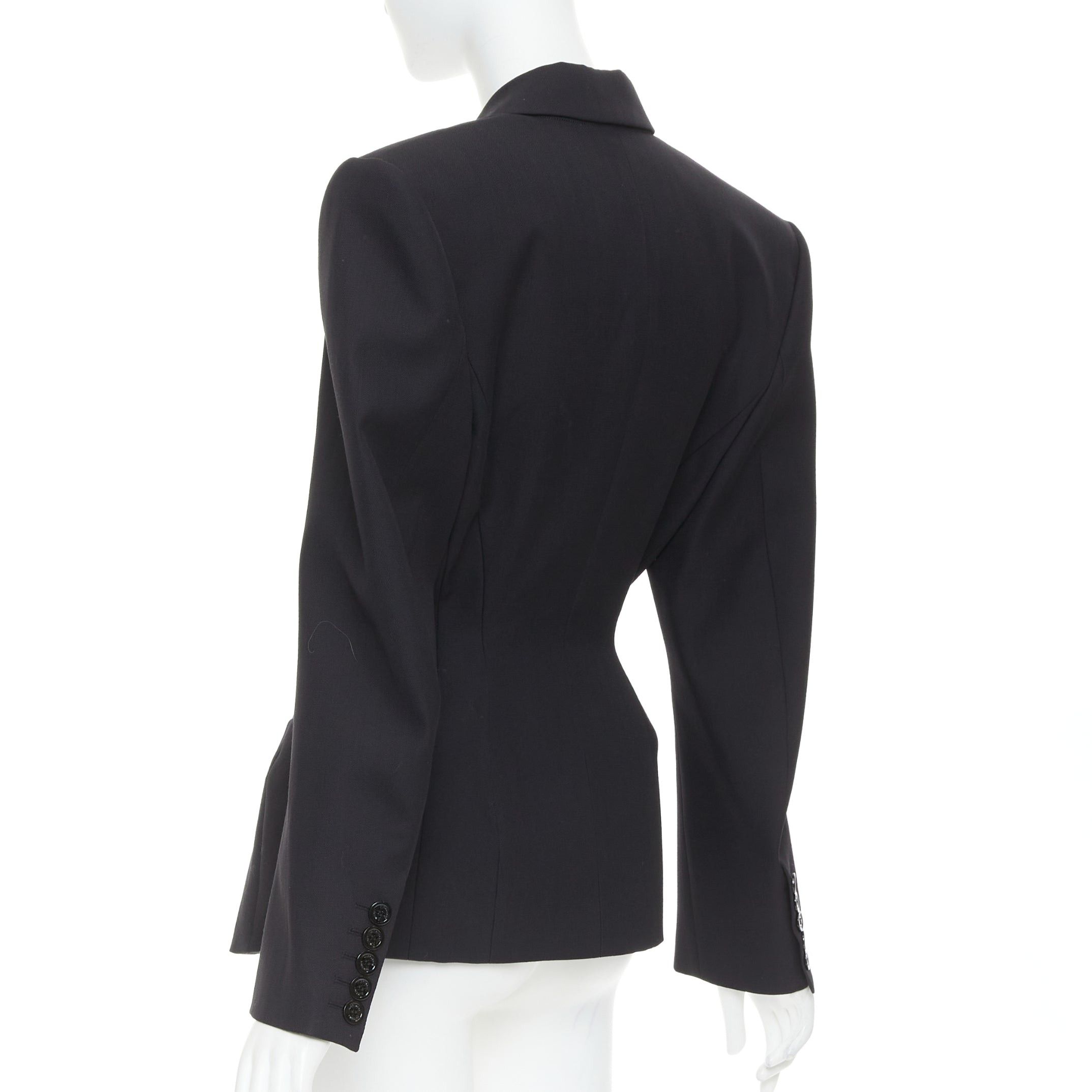 Alexandre Vauthier ALEXANDRE VAUTHIER SS2024 black Grain De Poudre wasp waist peak tuxedo jacket Size S / US 4 / IT 40 - 7 Thumbnail