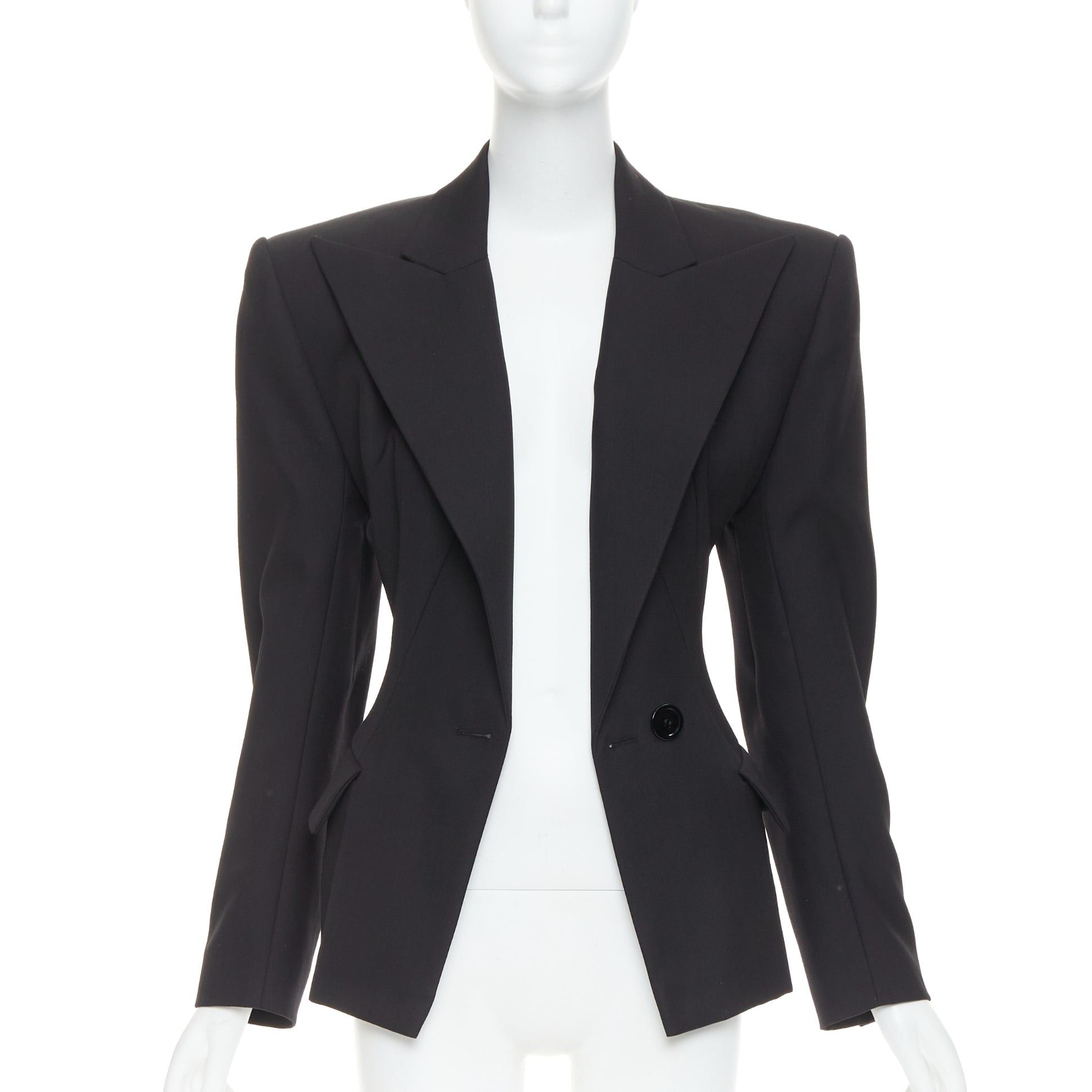 Alexandre Vauthier ALEXANDRE VAUTHIER COUTURE black wasp waist power padded shoulder blazer jacket Size S / US 4 / IT 40 - 3 Thumbnail