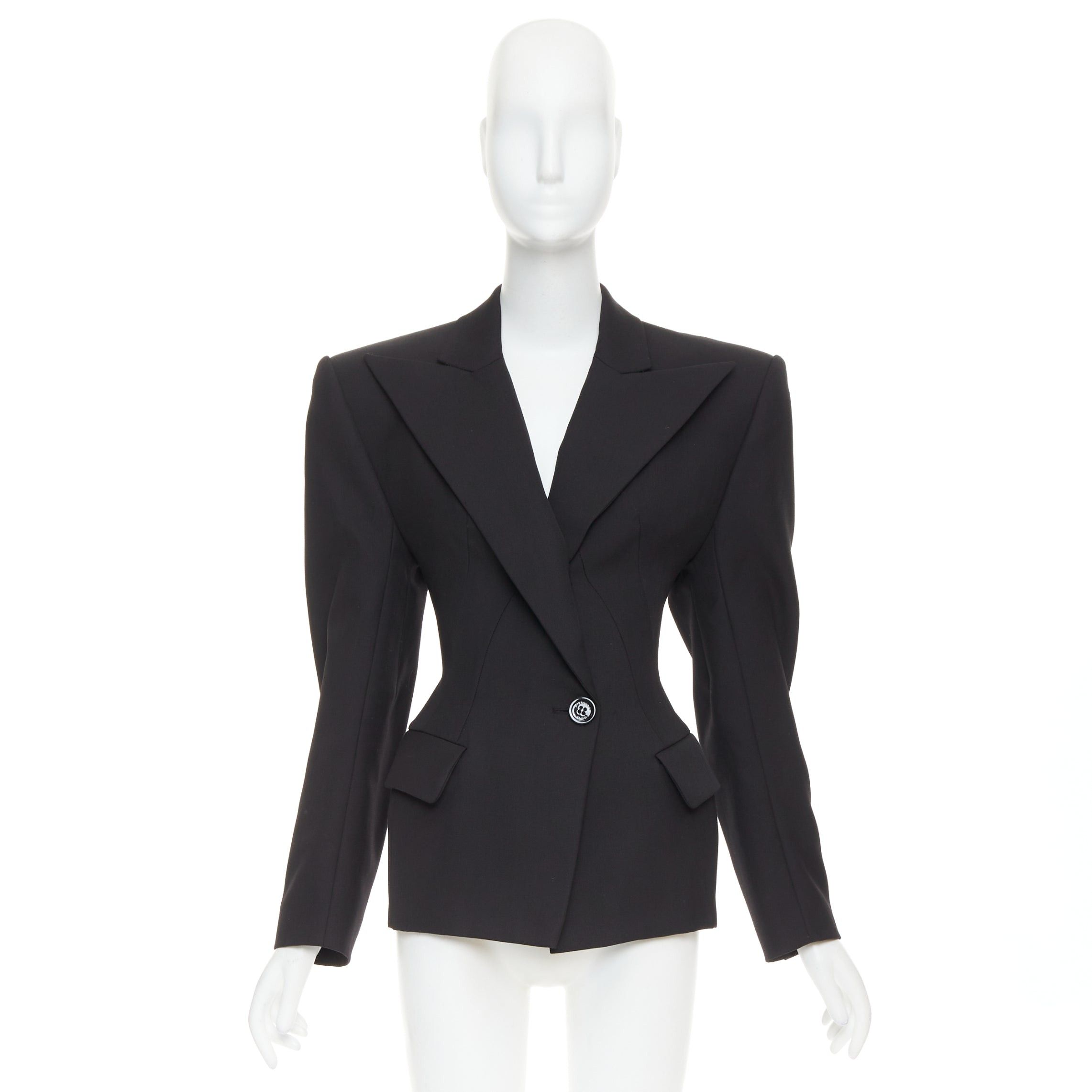 Alexandre Vauthier ALEXANDRE VAUTHIER COUTURE black wasp waist power padded shoulder blazer jacket Size S / US 4 / IT 40 - 10 Thumbnail