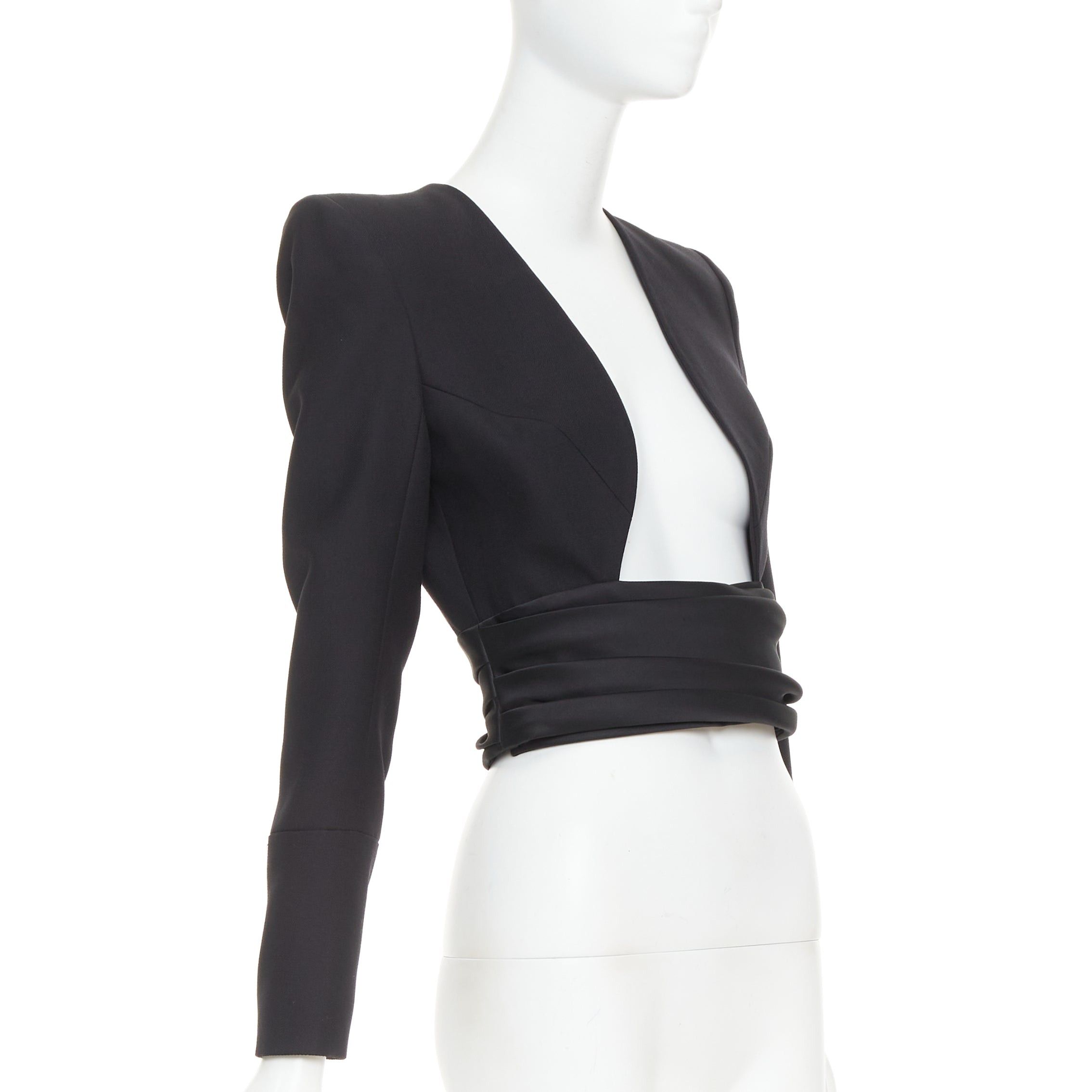 Alexandre Vauthier ALEXANDRE VAUTHIER COUTURE AW2020 Runway black open front cummerband cropped jacket Size S / US 4 / IT 40 - 3 Thumbnail