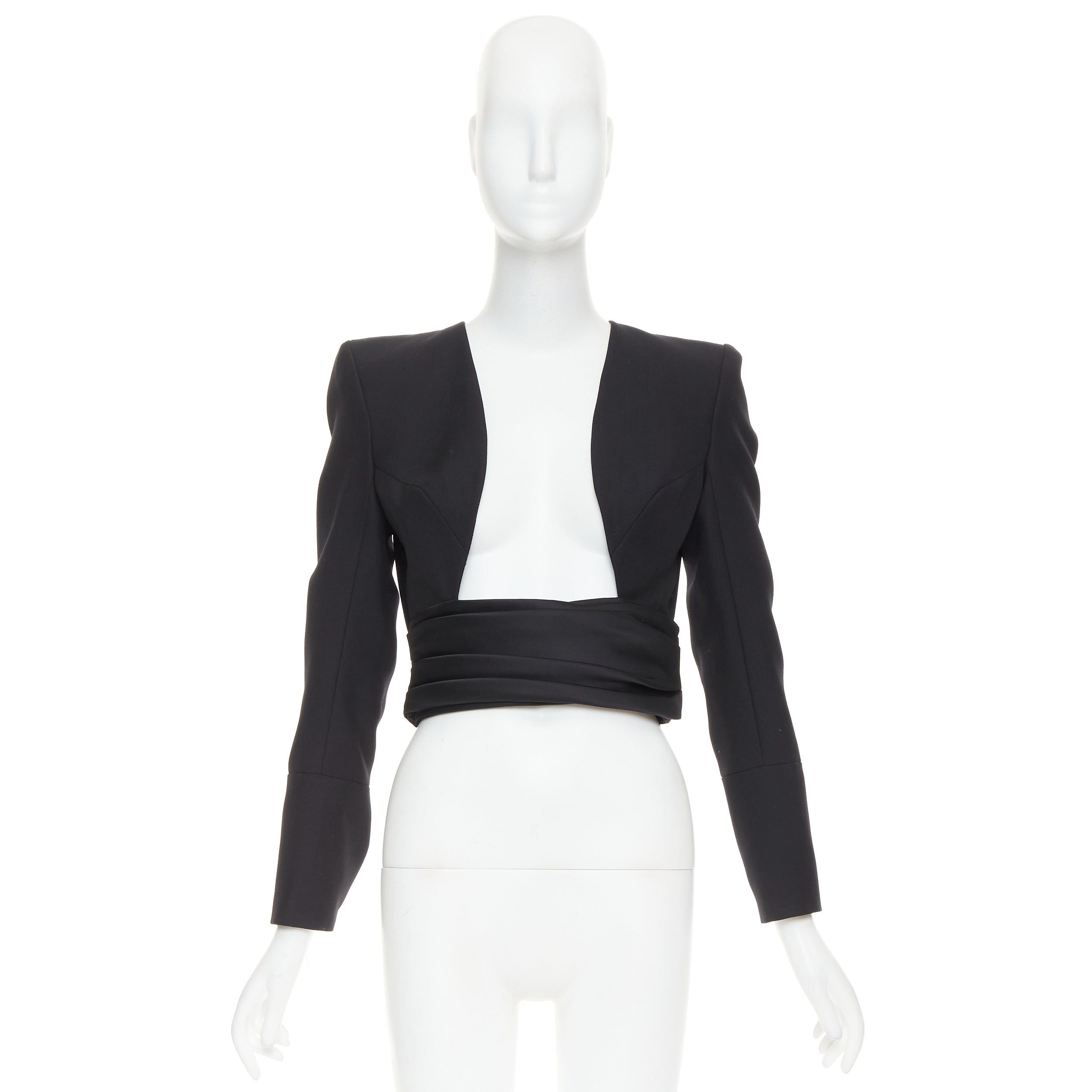 Alexandre Vauthier ALEXANDRE VAUTHIER COUTURE AW2020 Runway black open front cummerband cropped jacket Size S / US 4 / IT 40 - 9 Thumbnail