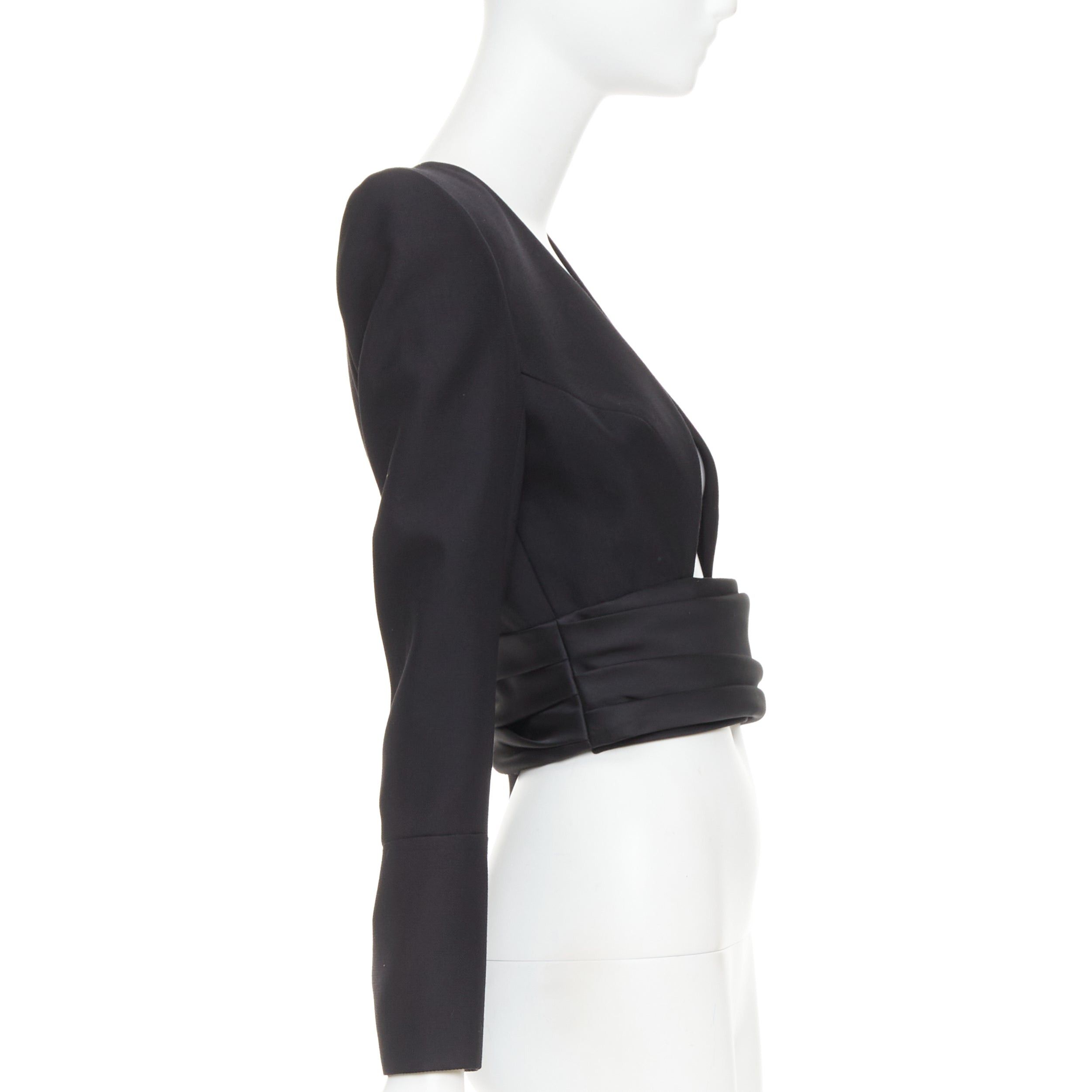 Alexandre Vauthier ALEXANDRE VAUTHIER COUTURE AW2020 Runway black open front cummerband cropped jacket Size S / US 4 / IT 40 - 4 Thumbnail