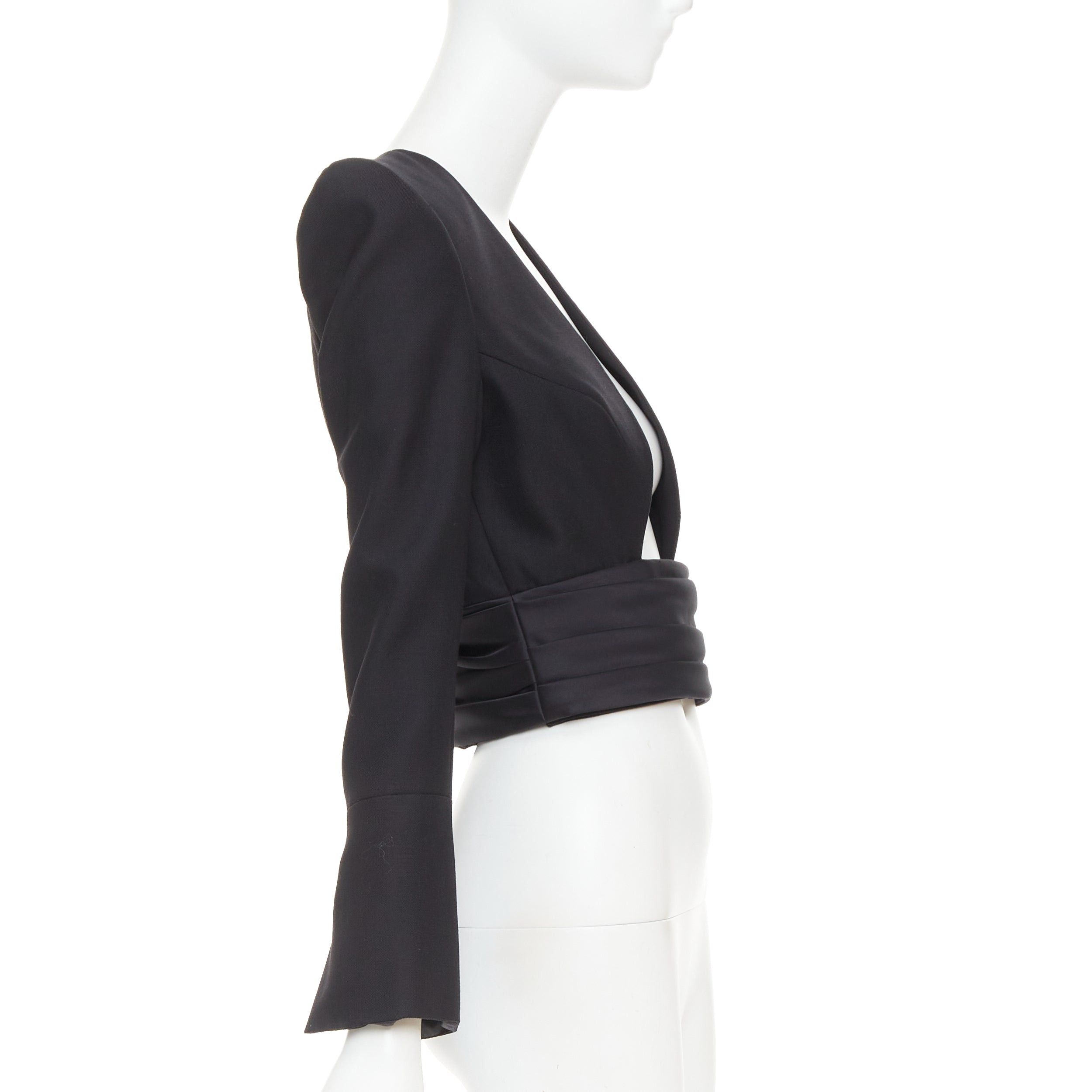 Alexandre Vauthier ALEXANDRE VAUTHIER COUTURE AW2020 Runway black open front cummerband cropped jacket Size S / US 4 / IT 40 - 4 Thumbnail