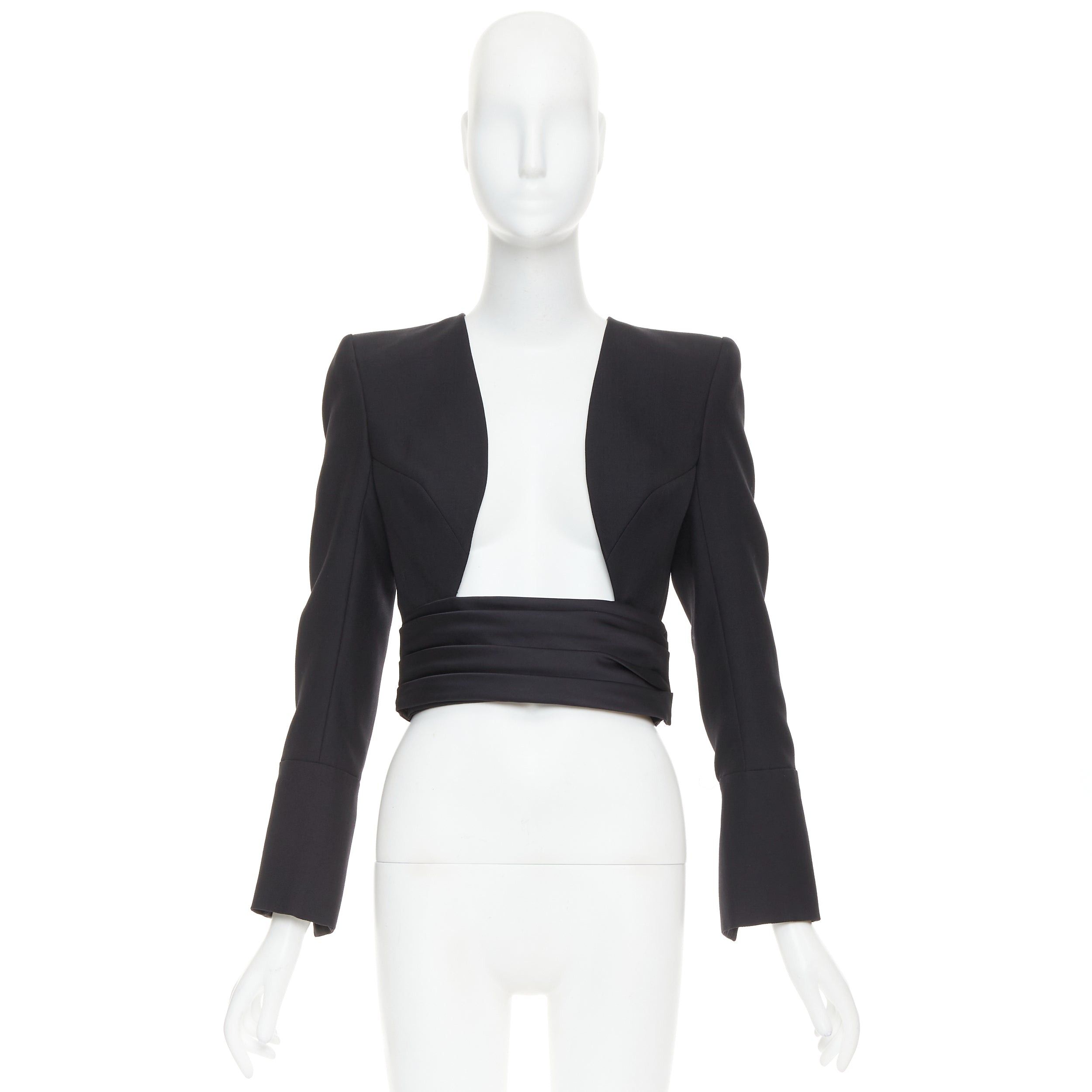 Alexandre Vauthier ALEXANDRE VAUTHIER COUTURE AW2020 Runway black open front cummerband cropped jacket Size S / US 4 / IT 40 - 10 Thumbnail