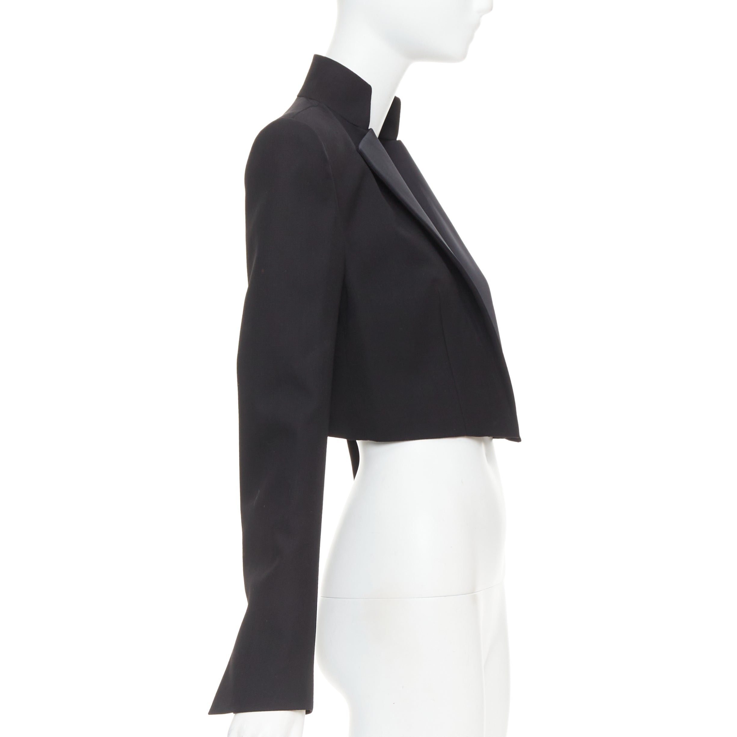 Alexandre Vauthier ALEXANDRE VAUTHIER black pop stand collar cropped blazer short tuxedo jacket Size S / US 4 / IT 40 - 4 Thumbnail