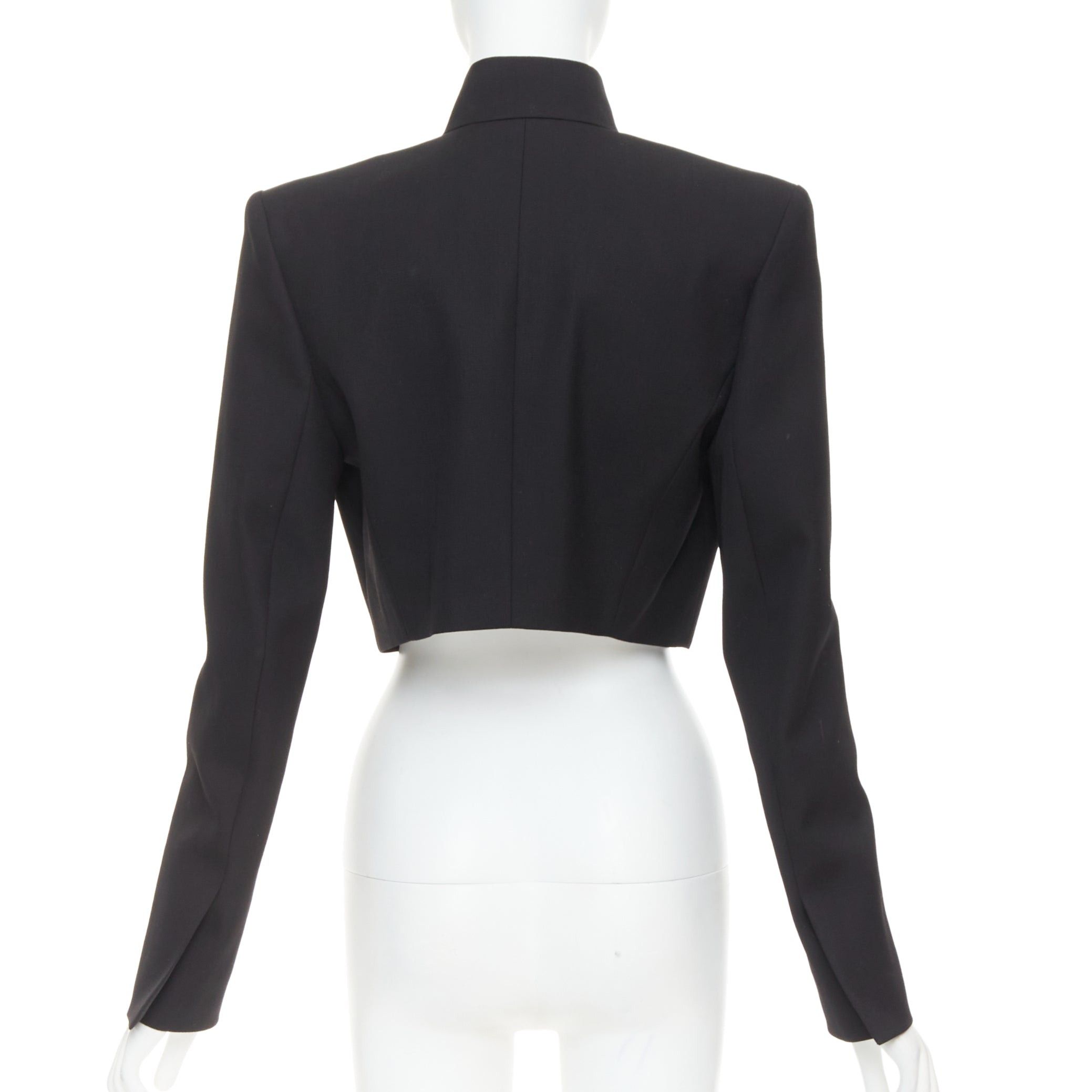 Alexandre Vauthier ALEXANDRE VAUTHIER black pop stand collar cropped blazer short tuxedo jacket Size S / US 4 / IT 40 - 5 Thumbnail