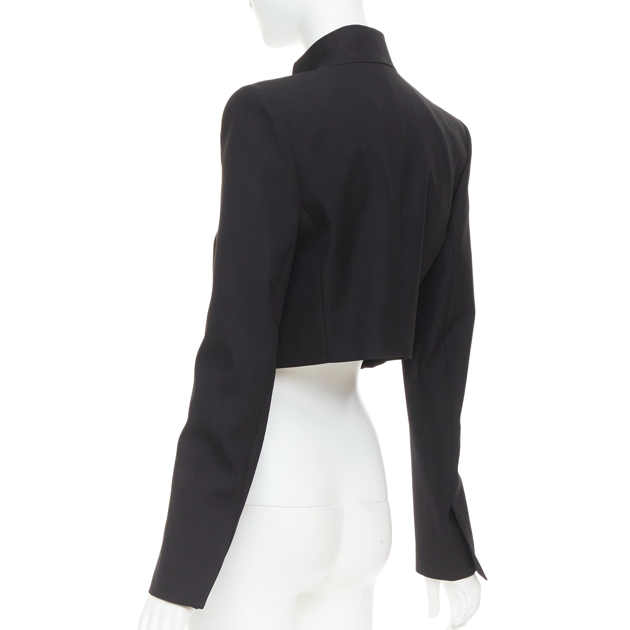 Alexandre Vauthier ALEXANDRE VAUTHIER black pop stand collar cropped blazer short tuxedo jacket Size S / US 4 / IT 40 - 6 Thumbnail