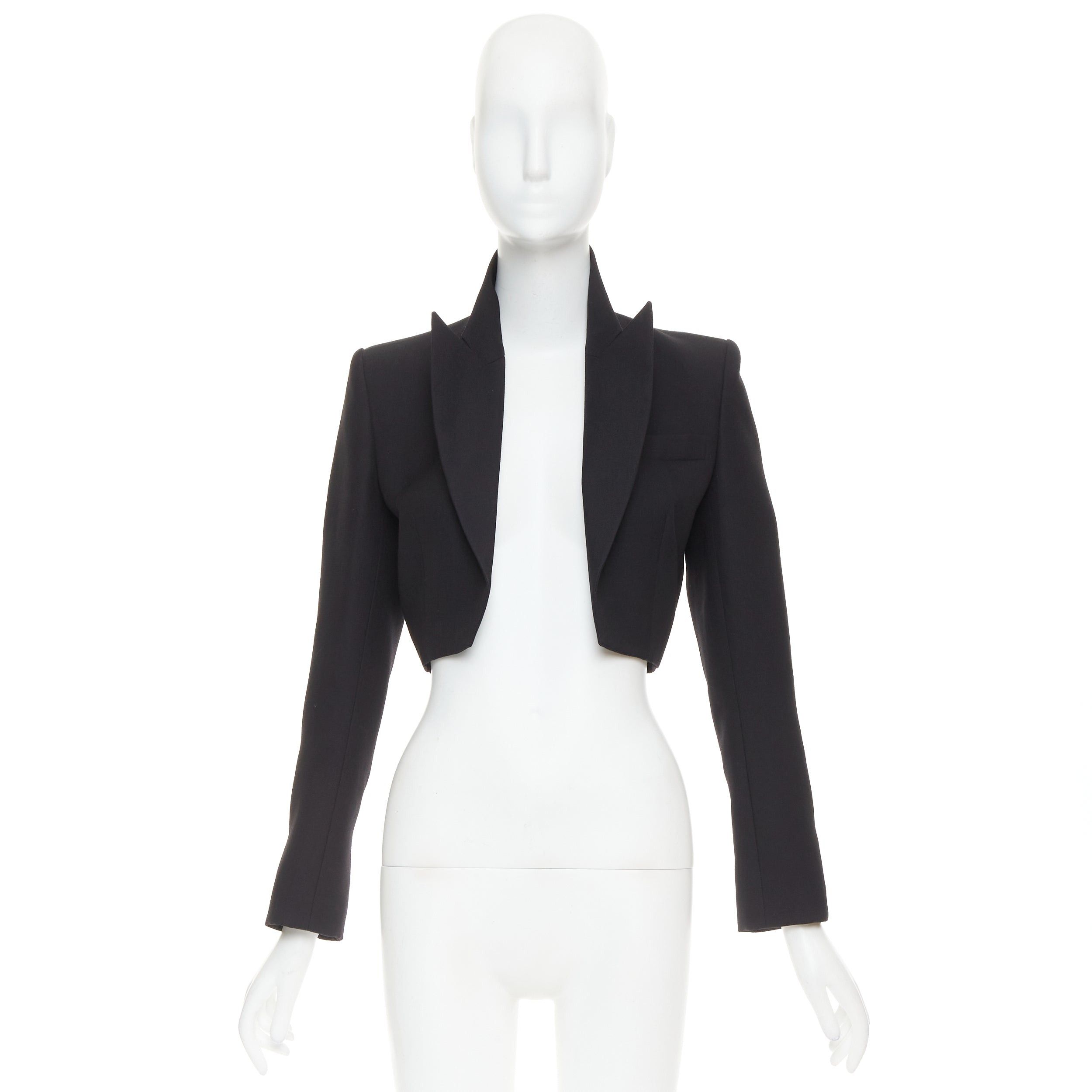Alexandre Vauthier ALEXANDRE VAUTHIER COUTURE black stand peak lapel cropped tuxedo blazer jacket Size S / US 4 / IT 40 - 10 Thumbnail