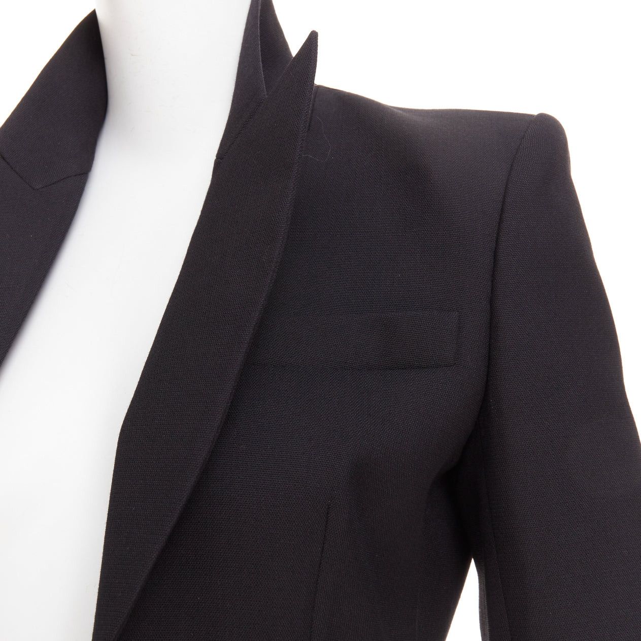 Alexandre Vauthier ALEXANDRE VAUTHIER COUTURE black stand peak lapel cropped tuxedo blazer jacket Size S / US 4 / IT 40 - 2 Thumbnail