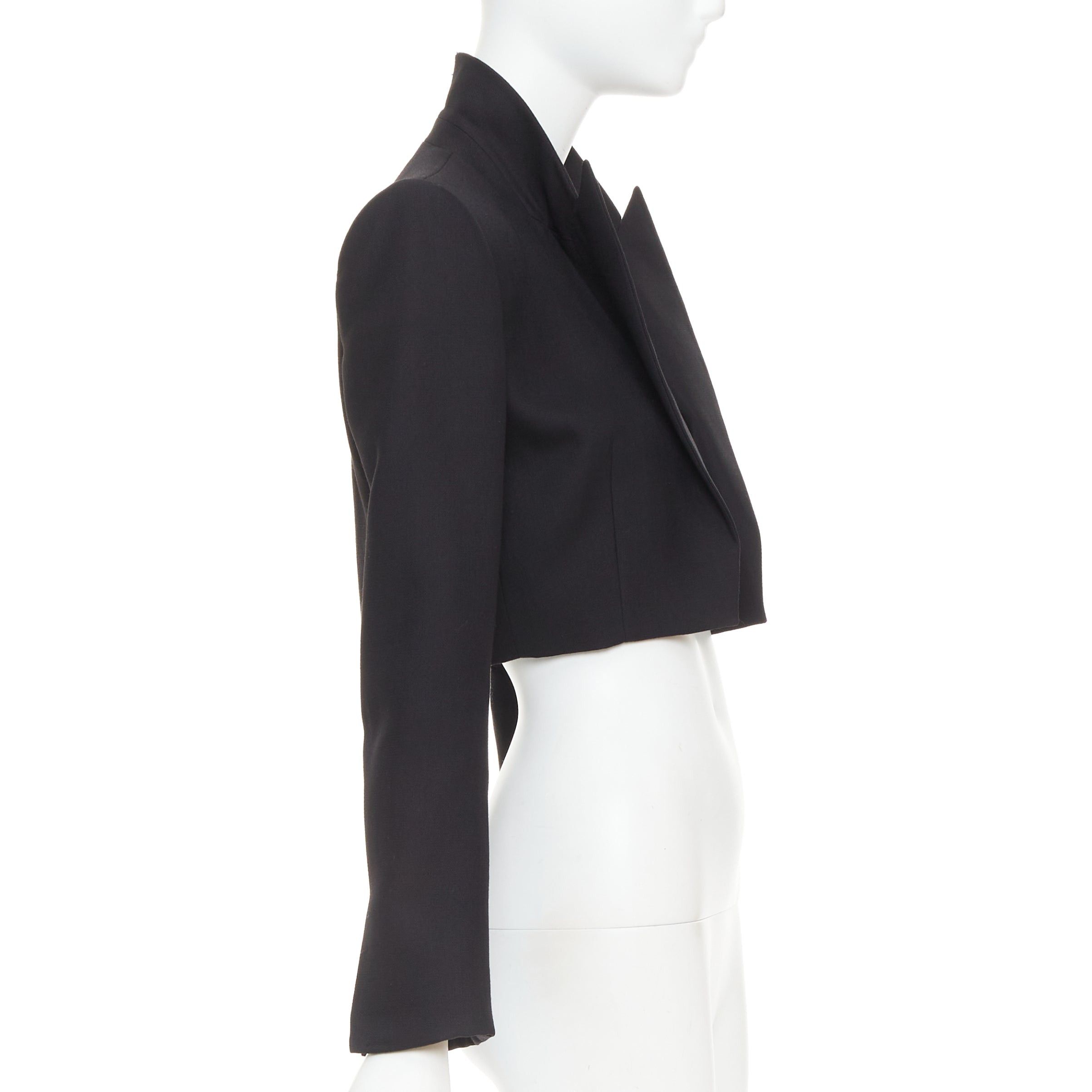 Alexandre Vauthier ALEXANDRE VAUTHIER COUTURE black stand peak lapel cropped tuxedo blazer jacket Size S / US 4 / IT 40 - 4 Thumbnail