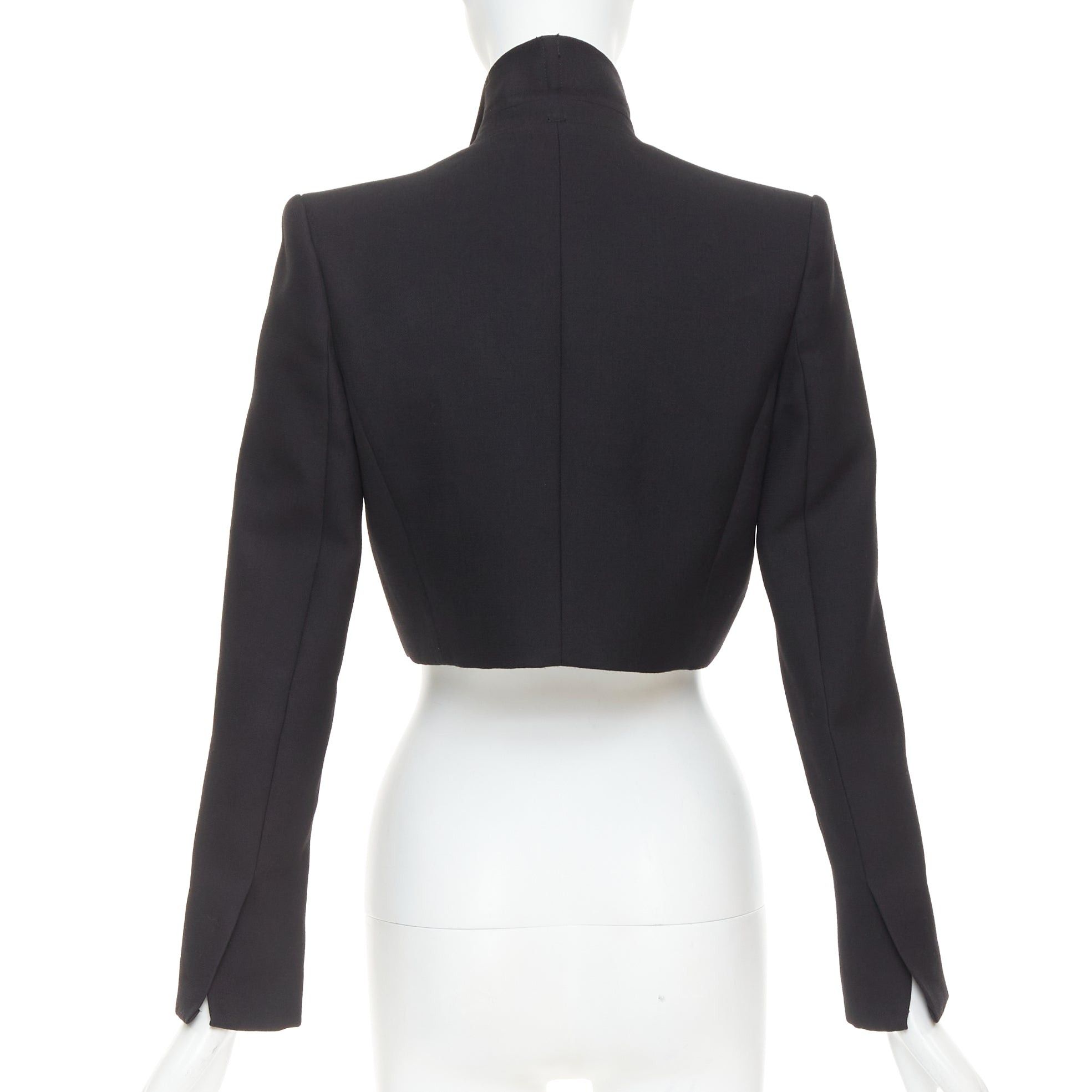 Alexandre Vauthier ALEXANDRE VAUTHIER COUTURE black stand peak lapel cropped tuxedo blazer jacket Size S / US 4 / IT 40 - 5 Thumbnail