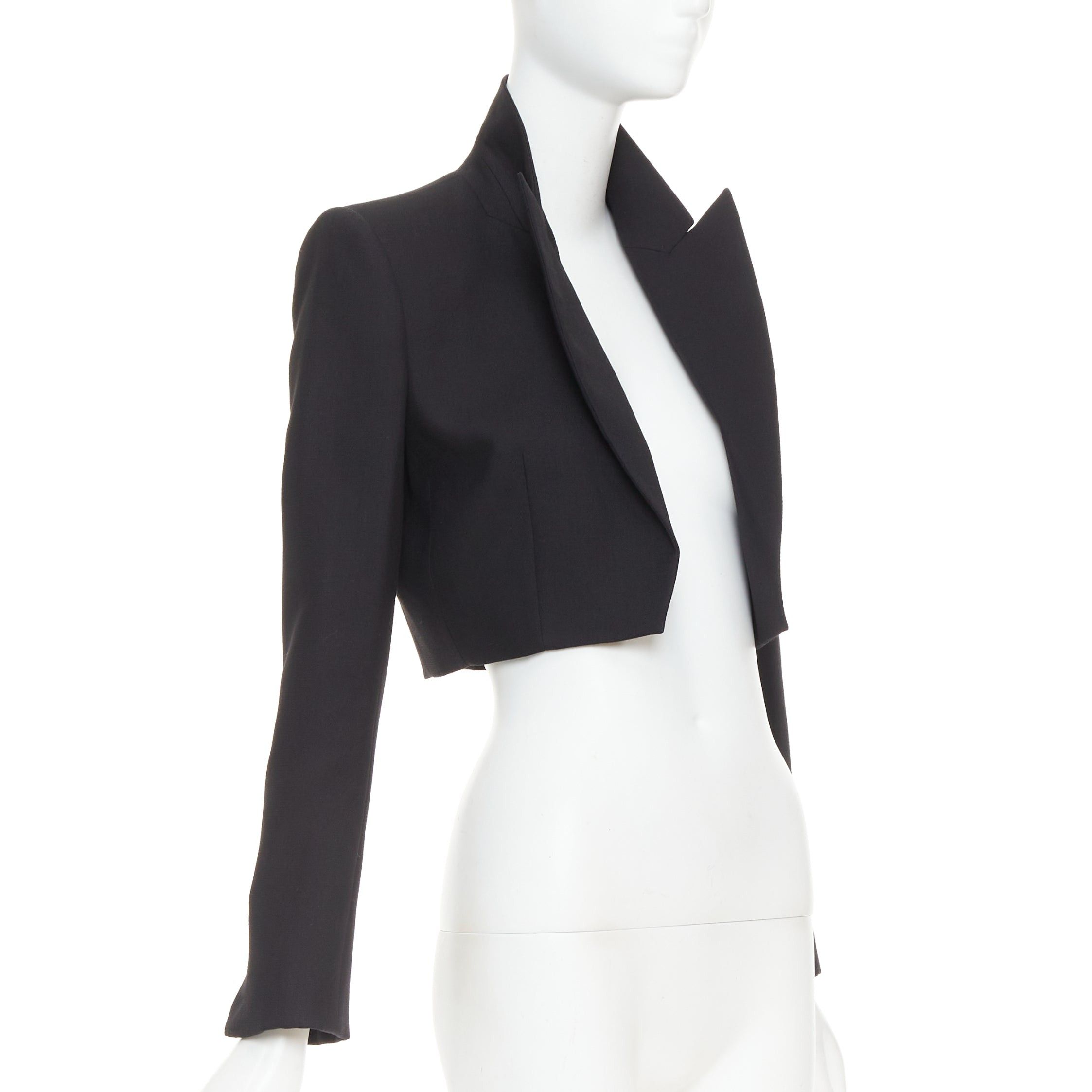 Alexandre Vauthier ALEXANDRE VAUTHIER COUTURE black stand peak lapel cropped tuxedo blazer jacket Size S / US 4 / IT 40 - 3 Thumbnail