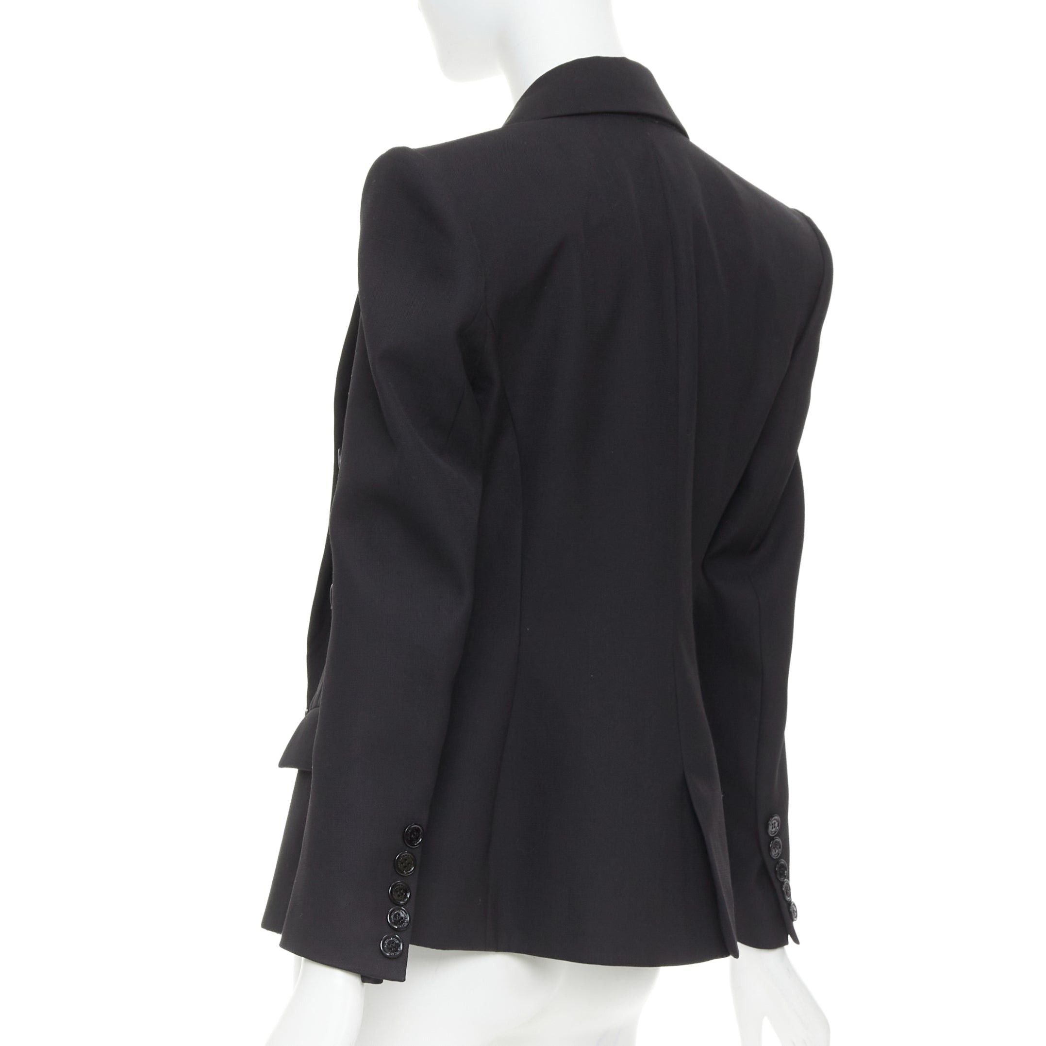 Alexandre Vauthier ALEXANDRE VAUTHIER COUTURE SS2021 black grain de poudre satin lapel cinched tuxedo jacket Size S / US 4 / IT 40 - 6 Thumbnail