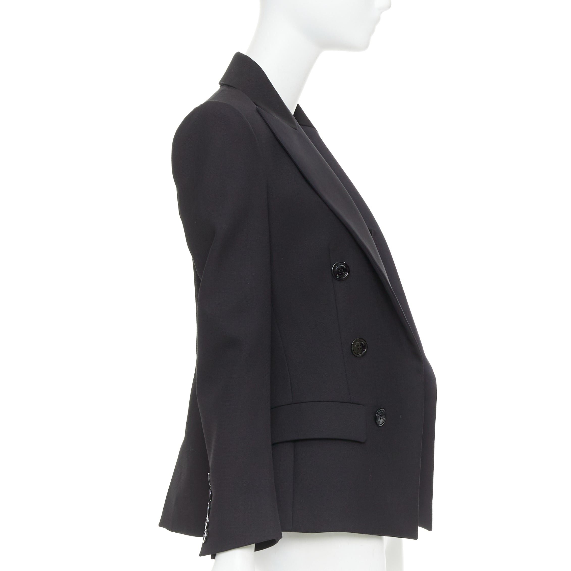 Alexandre Vauthier ALEXANDRE VAUTHIER COUTURE SS2021 black grain de poudre satin lapel cinched tuxedo jacket Size S / US 4 / IT 40 - 4 Thumbnail