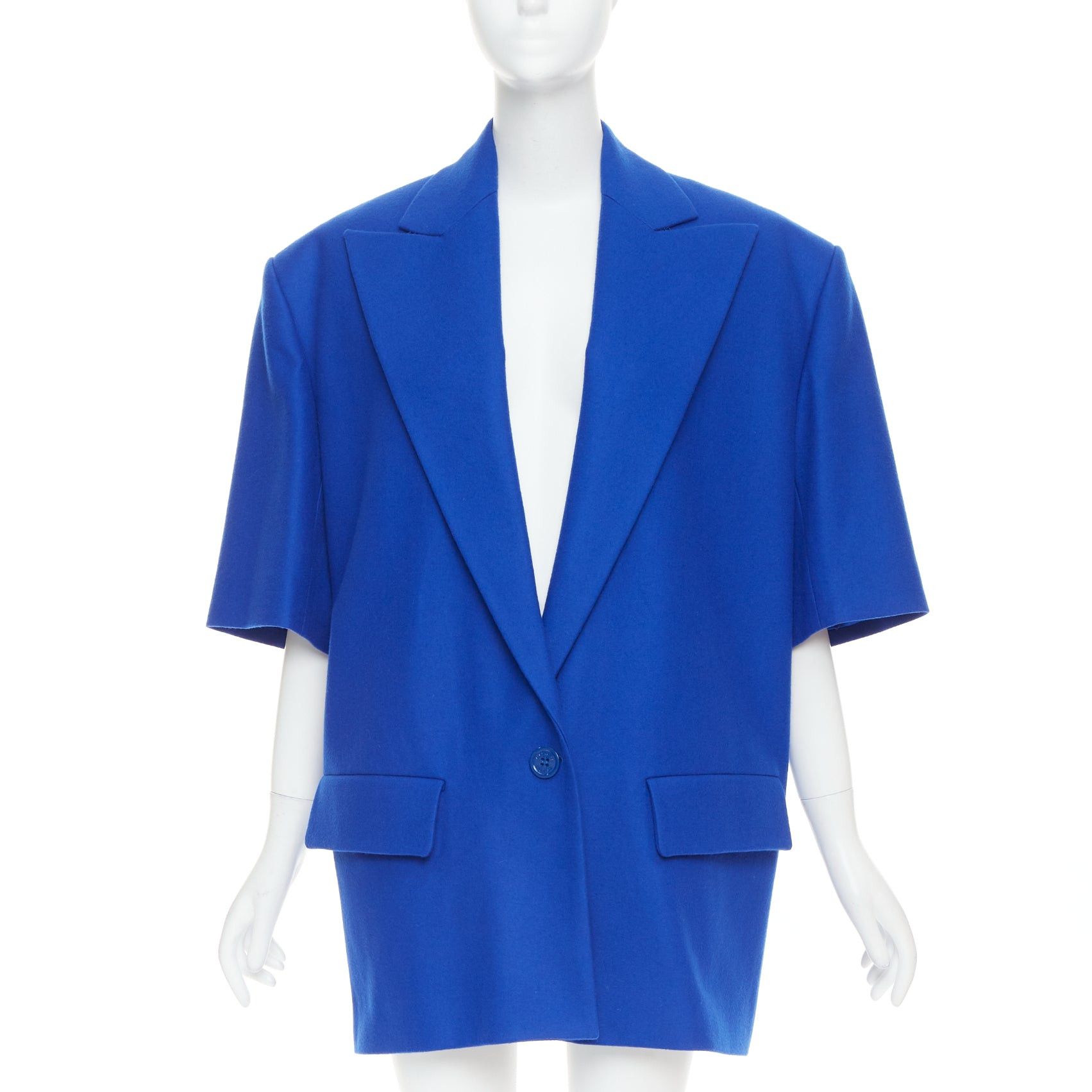 ALEXANDRE VAUTHIER COUTURE AW2022 Runway electric blue short sleeve oversized blazer