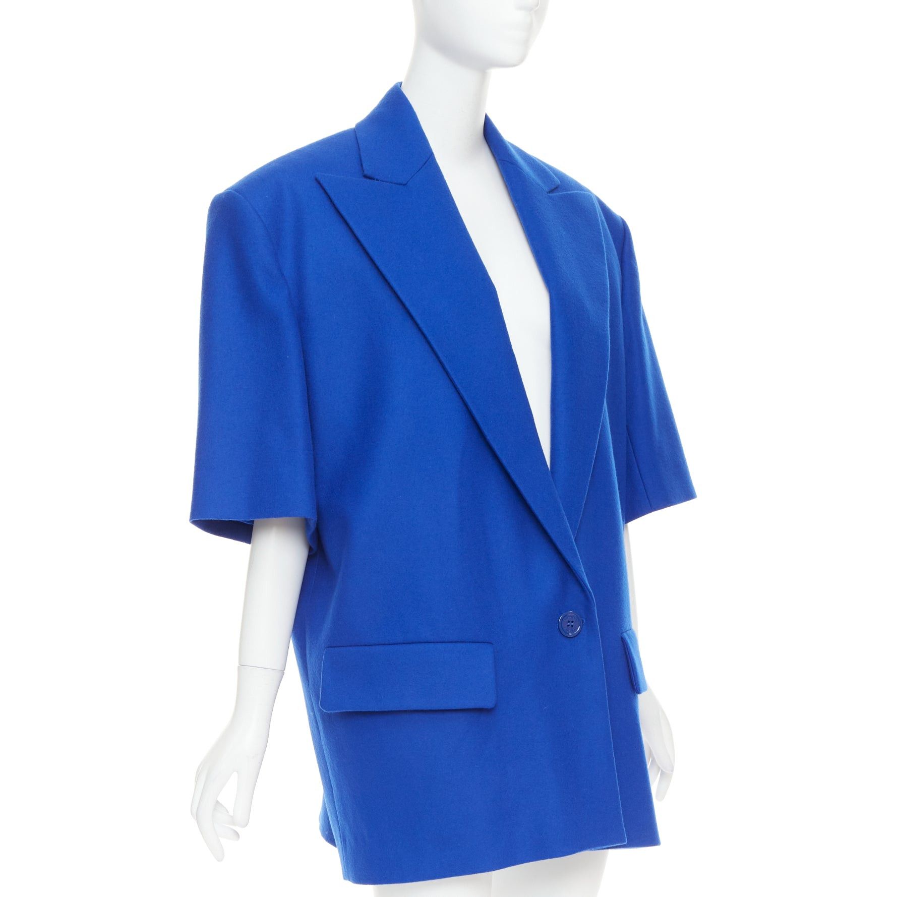 ALEXANDRE VAUTHIER COUTURE AW2022 Runway electric blue short sleeve oversized blazer