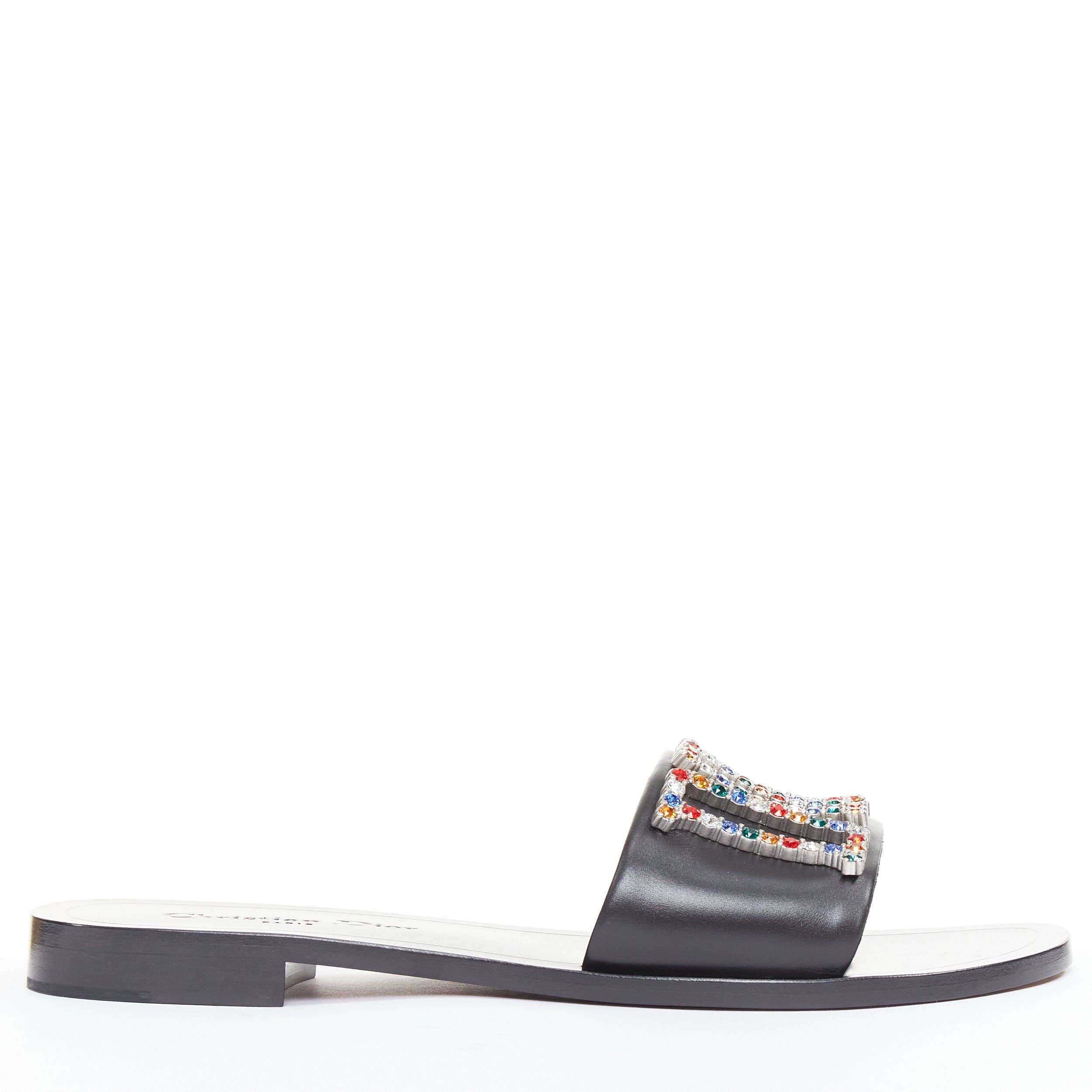 Dior DIOR Diorevolution multicolor crystal pave logo sandals slides EU40 Size US 10 / IT 40 - 2 Thumbnail