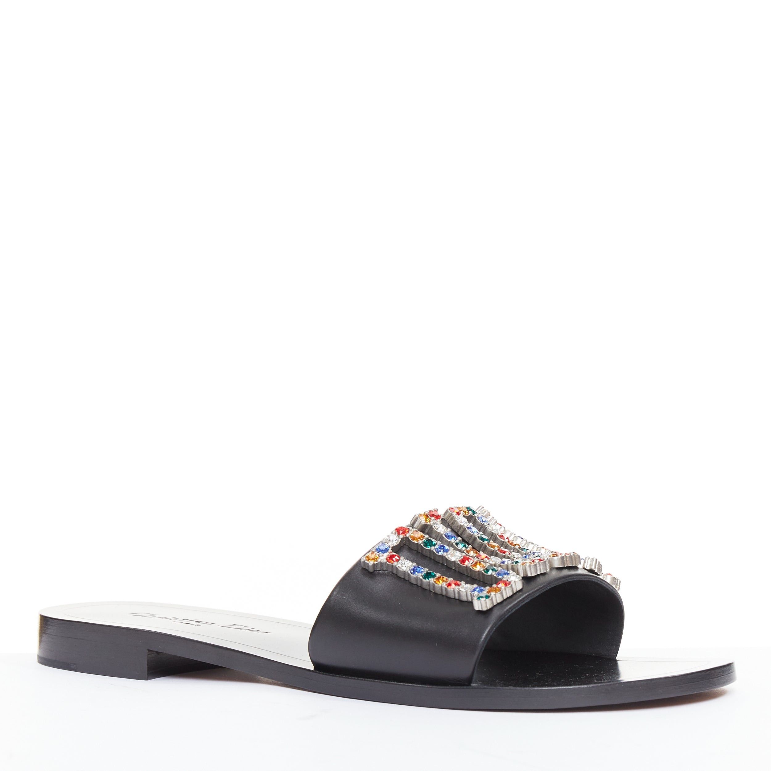 Dior DIOR Diorevolution multicolor crystal pave logo sandals slides EU40 Size US 10 / IT 40 - 3 Thumbnail