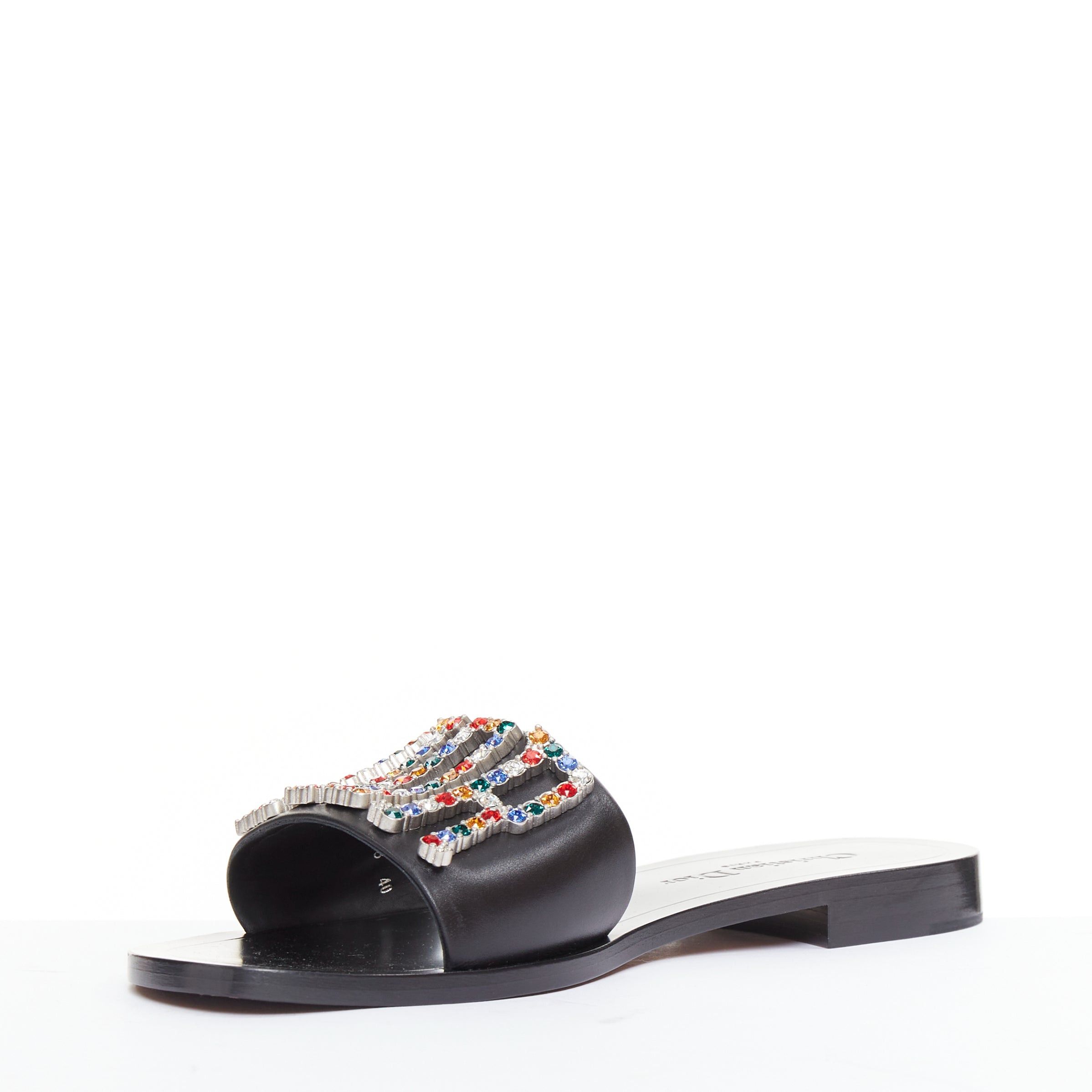 Dior DIOR Diorevolution multicolor crystal pave logo sandals slides EU40 Size US 10 / IT 40 - 4 Thumbnail