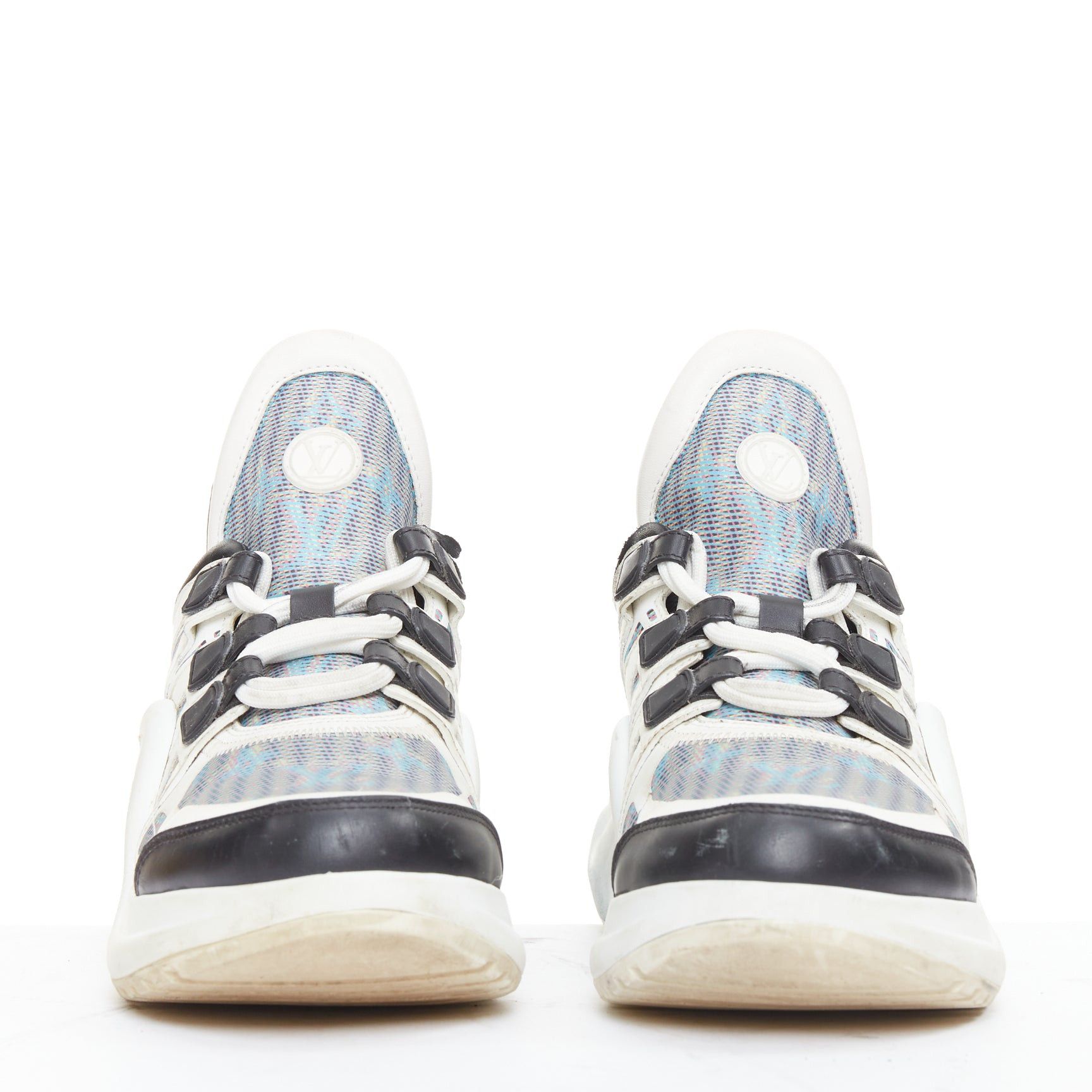 Louis Vuitton LOUIS VUITTON Archlight white leather black blue monogram chunky sneakers EU39 Size US 9 / IT 39 - 3 Thumbnail