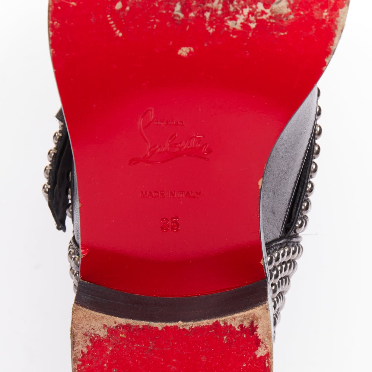 Christian Louboutin CHRISTIAN LOUBOUTIN Bicloubutu black silver studded moto biker wedged boots EU35 Size US 5 / IT 35 - 9 Thumbnail