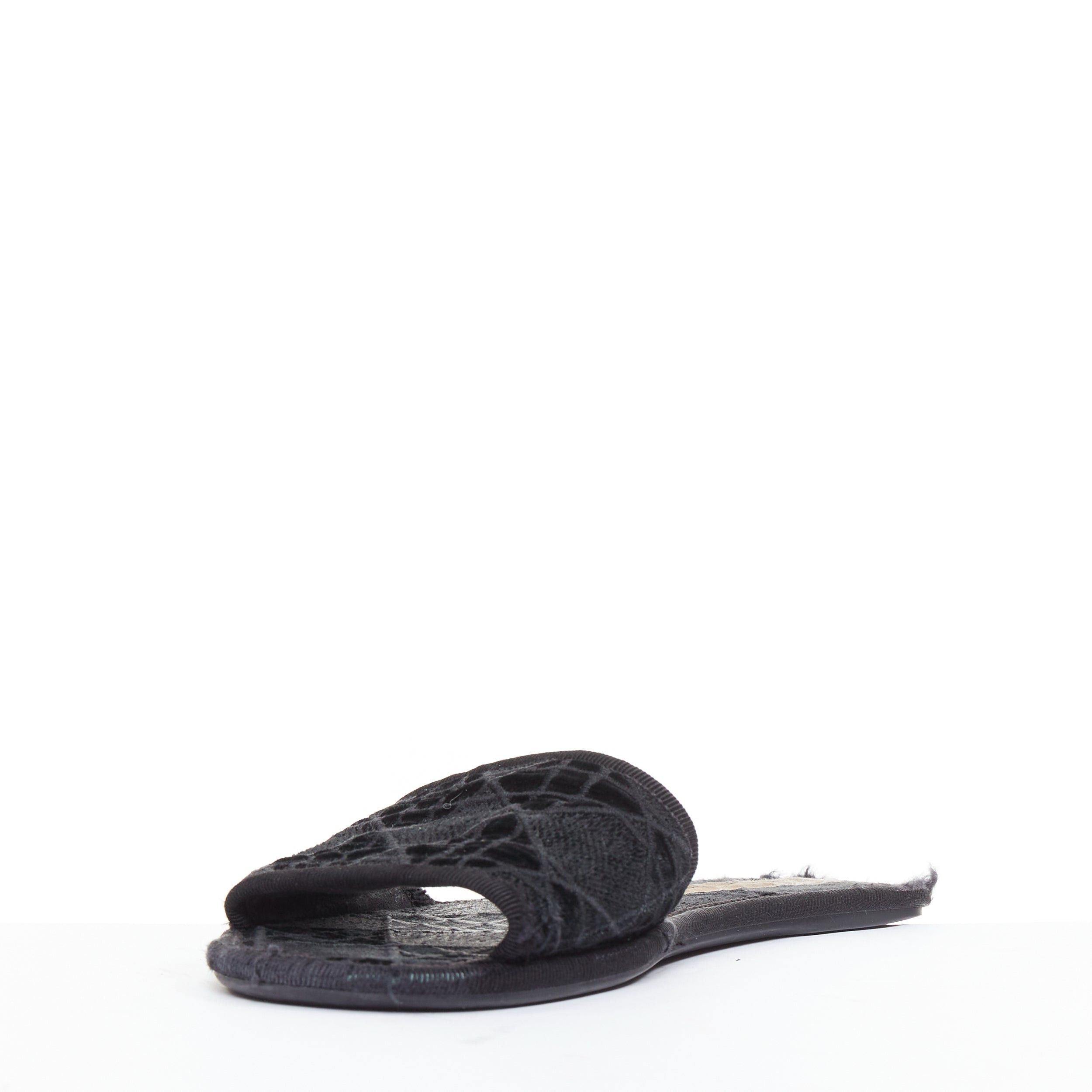 Dior DIOR Chez Moi black velvet cannage quilted velvet flat slides EU35 Size US 5 / IT 35 - 4 Thumbnail