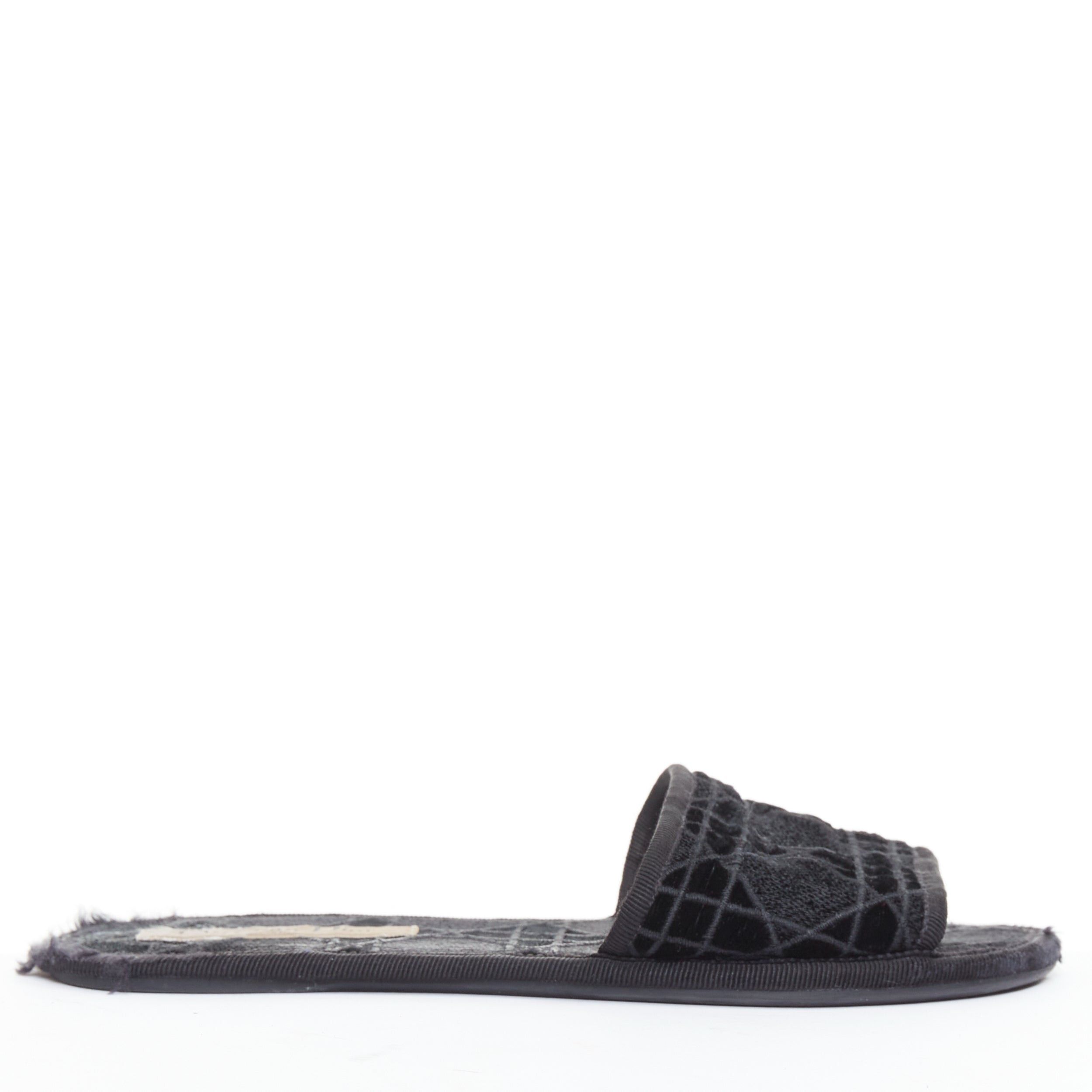 Dior DIOR Chez Moi black velvet cannage quilted velvet flat slides EU35 Size US 5 / IT 35 - 2 Thumbnail