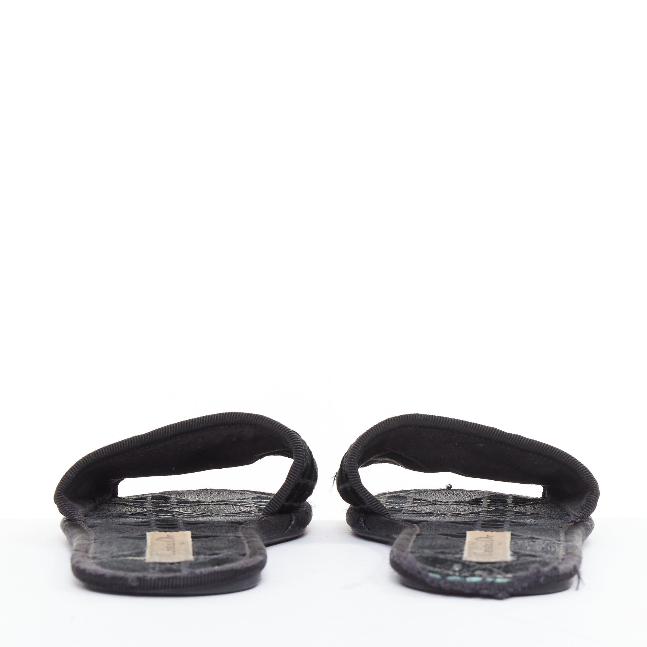 Dior DIOR Chez Moi black velvet cannage quilted velvet flat slides EU35 Size US 5 / IT 35 - 5 Thumbnail