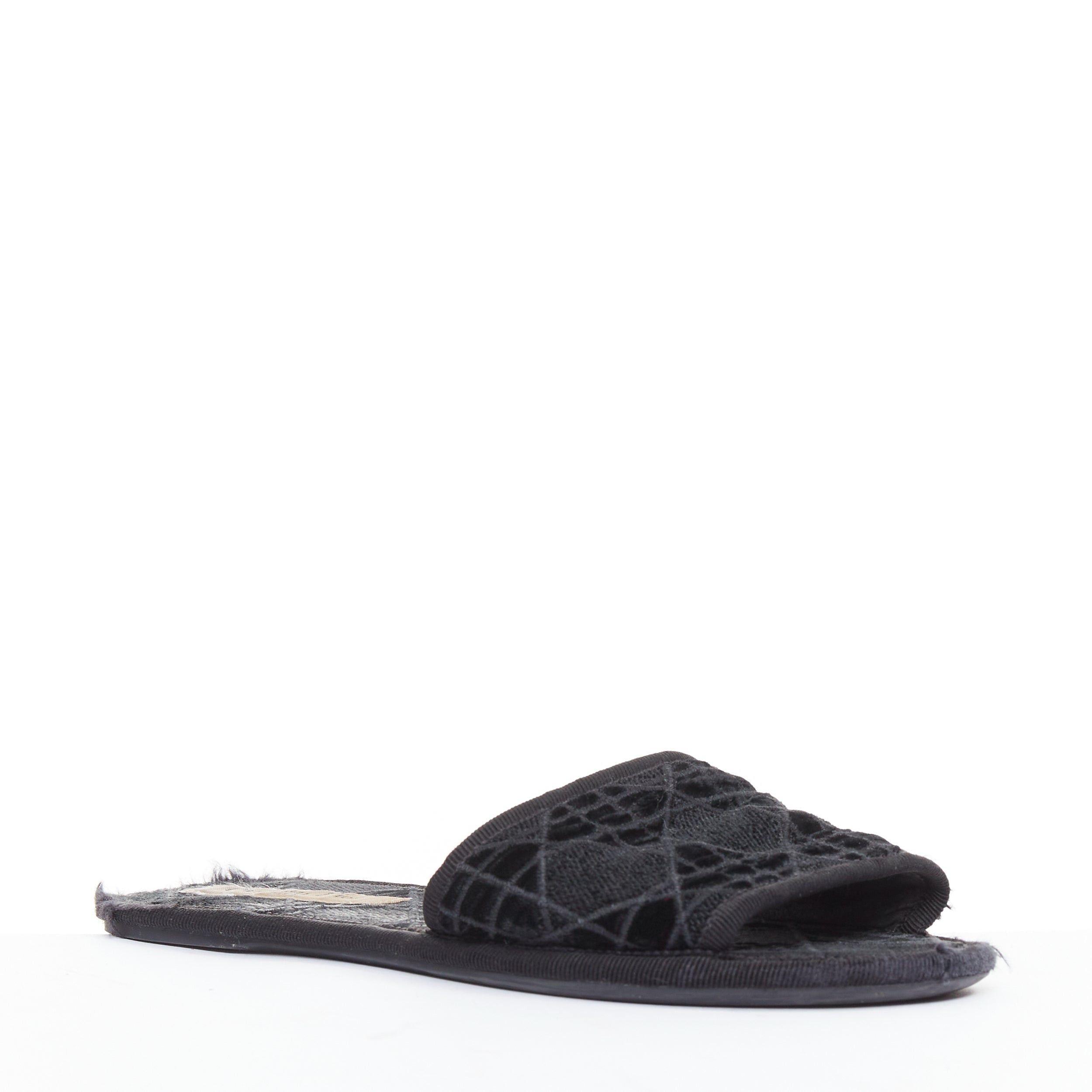 Dior DIOR Chez Moi black velvet cannage quilted velvet flat slides EU35 Size US 5 / IT 35 - 3 Thumbnail