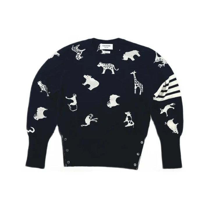 Thom Browne Thom Browne Navy Blue Animal Motif Sweater Size US M / EU 48-50 / 2 - 2 Thumbnail