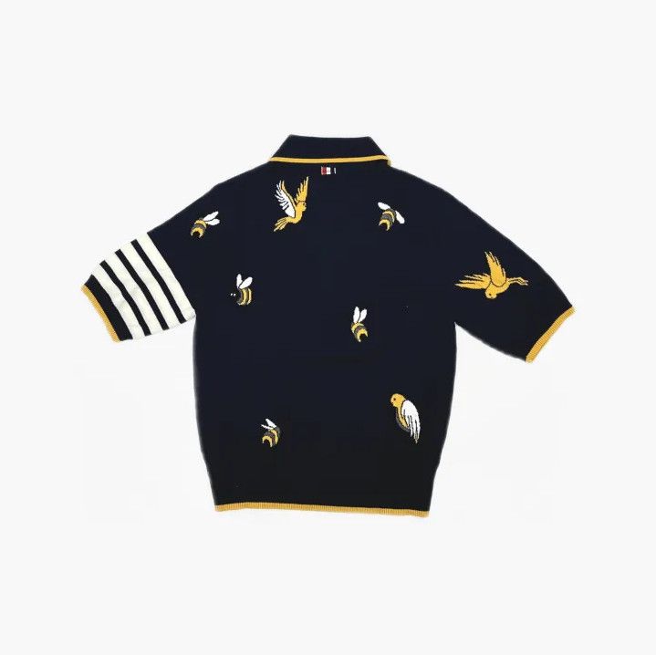 Thom Browne Thom Browne Navy Bee Embroidered Short Sleeve Polo Size US S / EU 44-46 / 1 - 3 Thumbnail