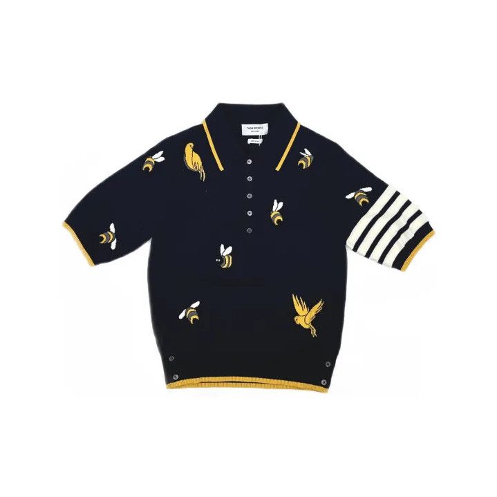 Thom Browne Thom Browne Navy Bee Embroidered Short Sleeve Polo Size US S / EU 44-46 / 1 - 2 Thumbnail