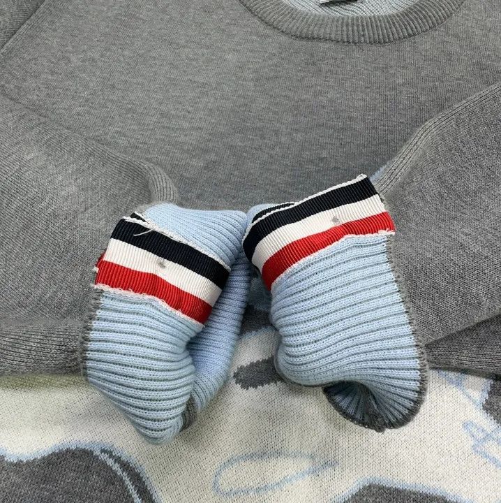 Thom Browne Thom Browne Gray Wave Graphic Knit Sweater Size US L / EU 52-54 / 3 - 7 Thumbnail
