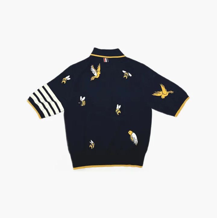 Thom Browne Thom Browne Navy Short-Sleeve Polo with Embroidery Size US M / EU 48-50 / 2 - 3 Thumbnail