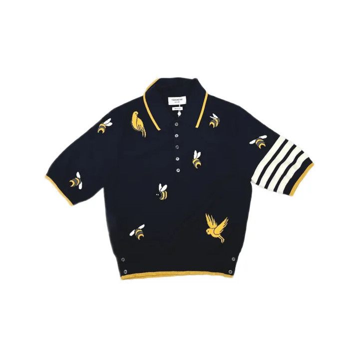 Thom Browne Thom Browne Navy Short-Sleeve Polo with Embroidery Size US M / EU 48-50 / 2 - 2 Thumbnail