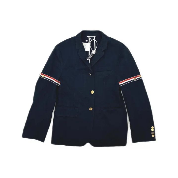 Thom Browne Thom Browne Navy Blue Sport Coat with Stripe Details Size US S / EU 44-46 / 1 - 2 Thumbnail