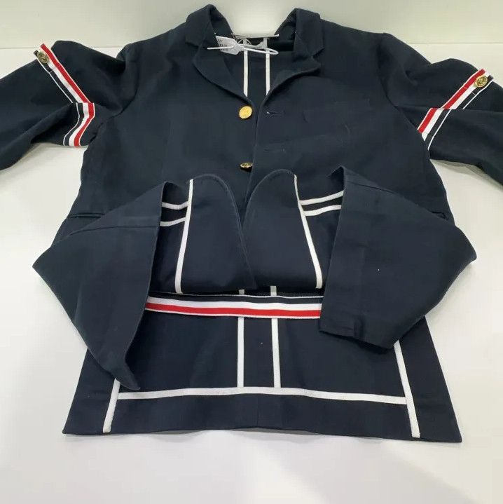 Thom Browne Thom Browne Navy Blue Sport Coat with Stripe Details Size US S / EU 44-46 / 1 - 13 Thumbnail