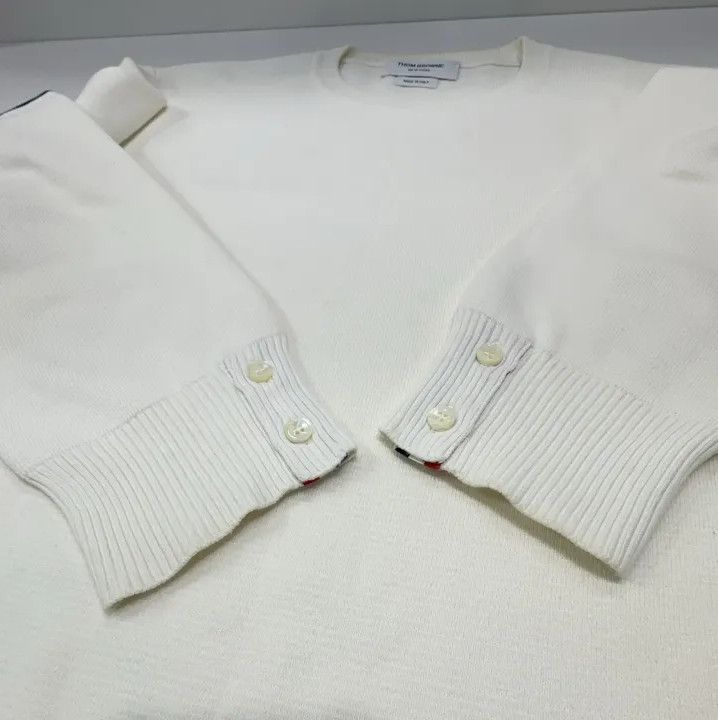 Thom Browne Thom Browne Classic Stripe White Knit Sweater Size US M / EU 48-50 / 2 - 10 Thumbnail