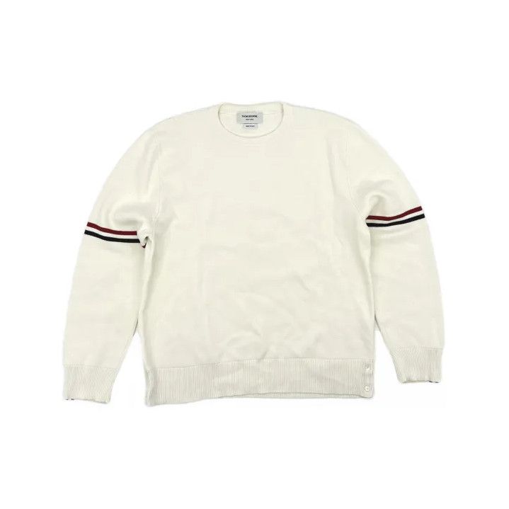Thom Browne Thom Browne Classic Stripe White Knit Sweater Size US M / EU 48-50 / 2 - 2 Thumbnail