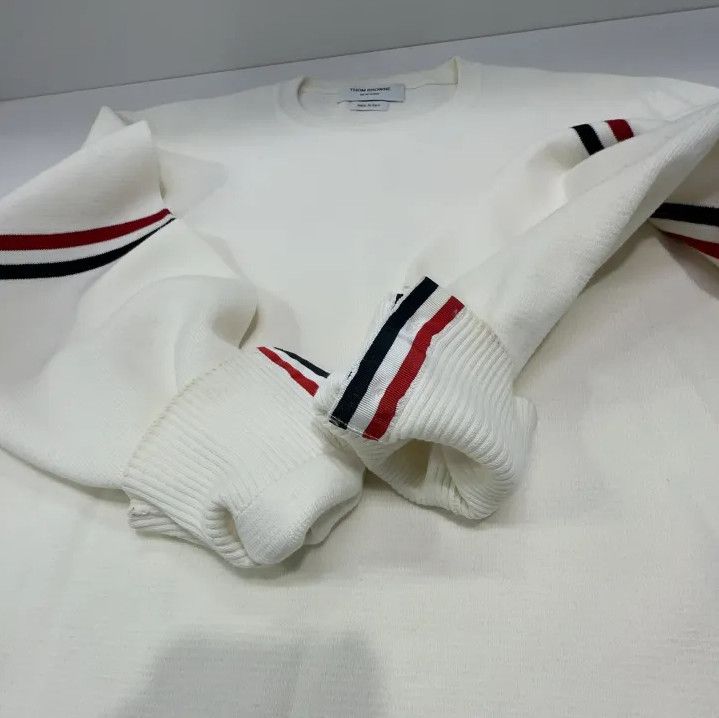 Thom Browne Thom Browne Classic Stripe White Knit Sweater Size US M / EU 48-50 / 2 - 11 Thumbnail